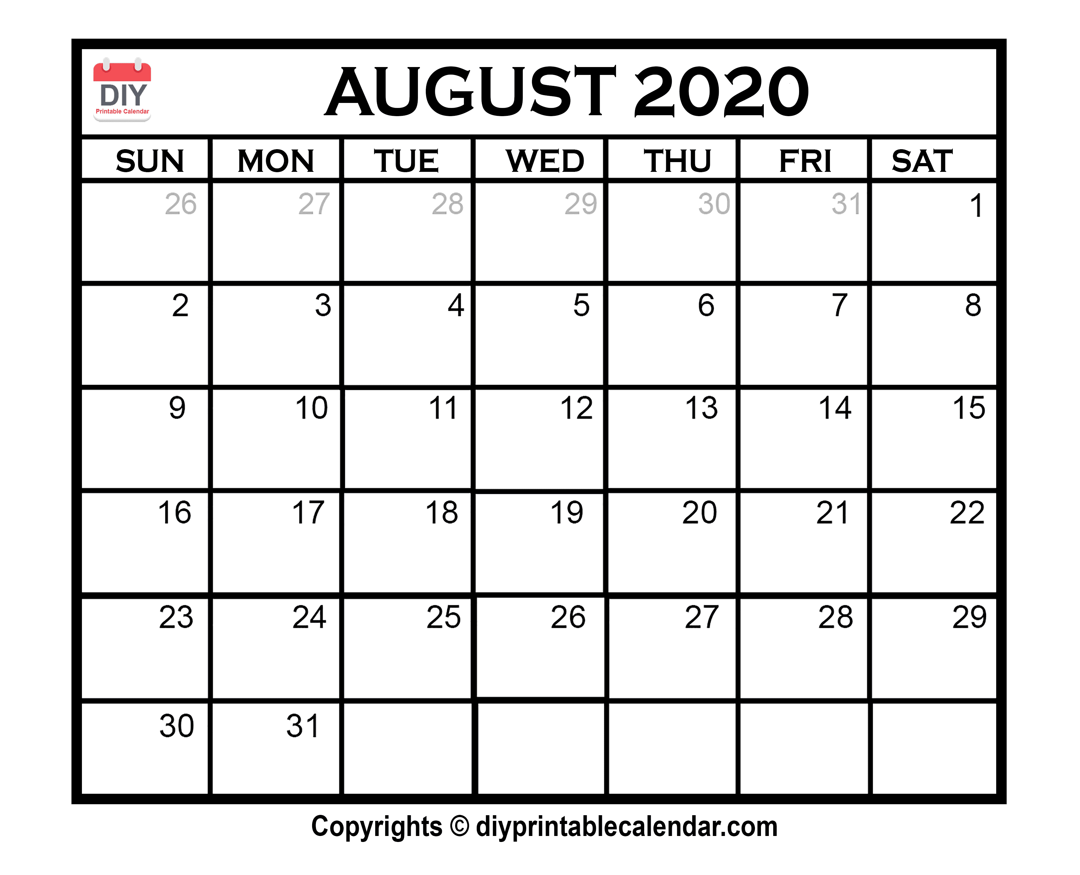Print A Calendar August 2020 - Wpa.wpart.co