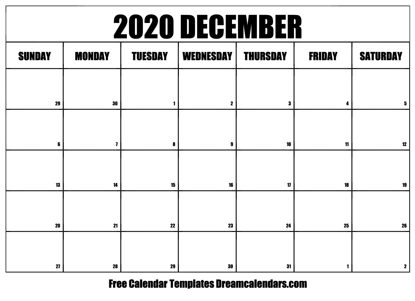 Print Calendar December 2020 Pdf | Month Calendar Printable