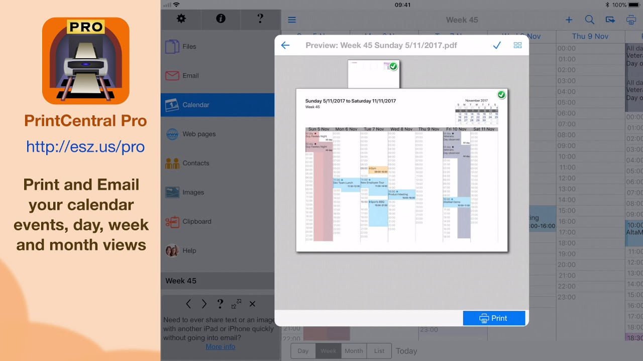 Print Your Iphone Or Ipad Calendar To Any Printer Or Pdf - Printcentral Pro