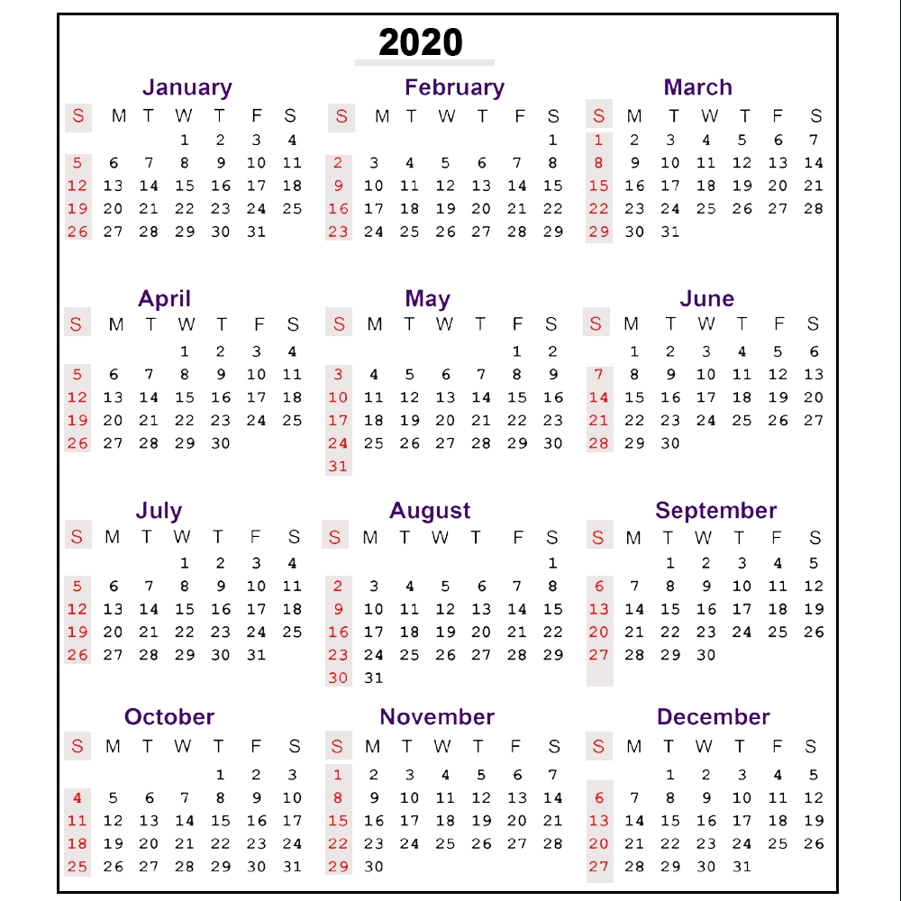 Printable 2020 Calendar With Week Numbers | Monthly
