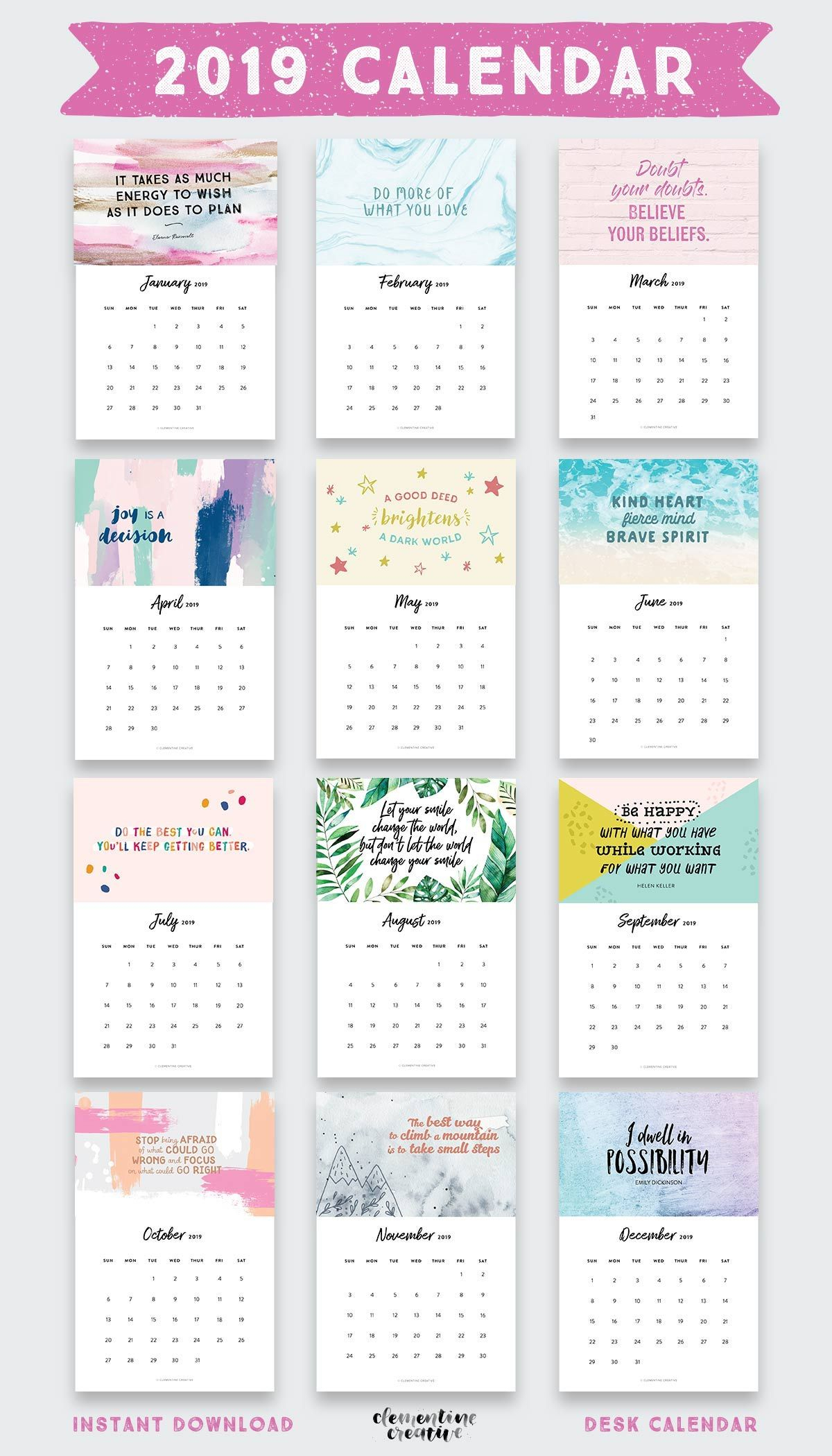 Printable Quote Calendar 2020