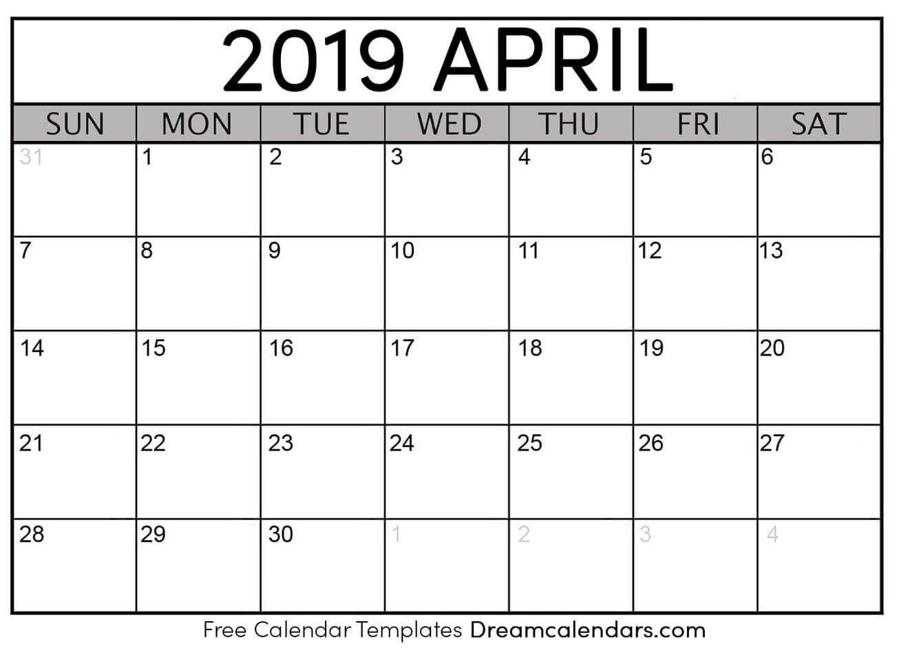 Printable April 2019 Calendar Templates - Helena Orstem - Medium