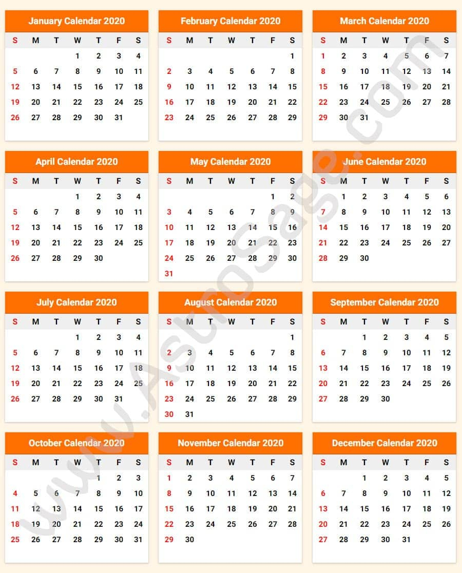 Printable Calendar 2020 With Holidays - Download Free