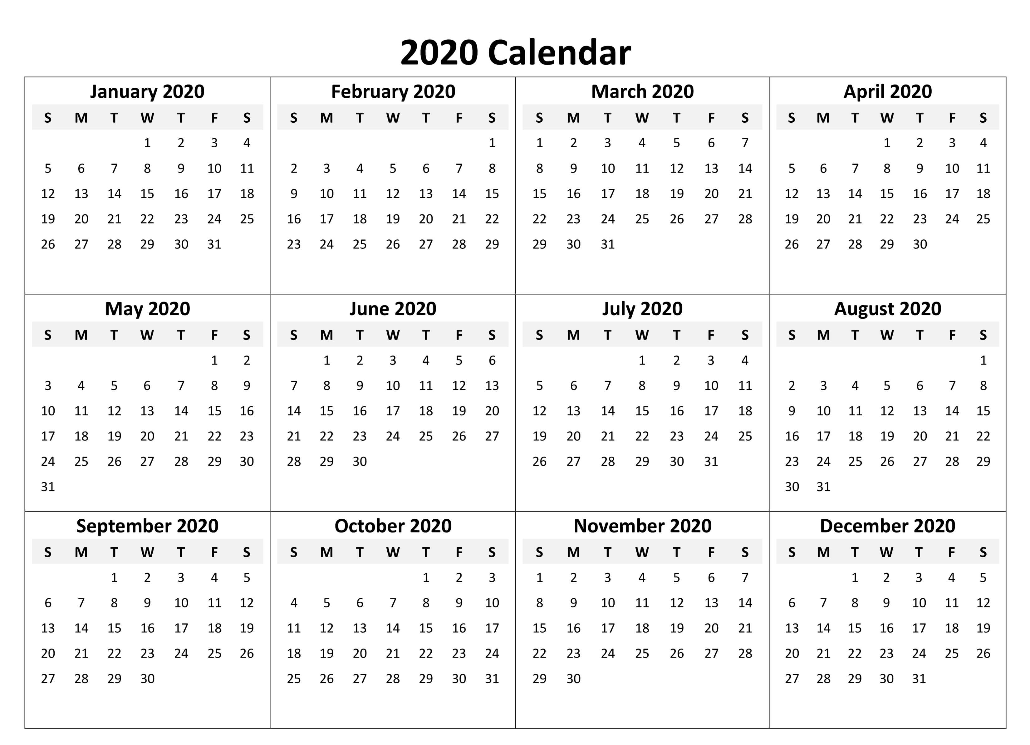 Printable Calendar 2020 With Notes - 2019 Calendars For