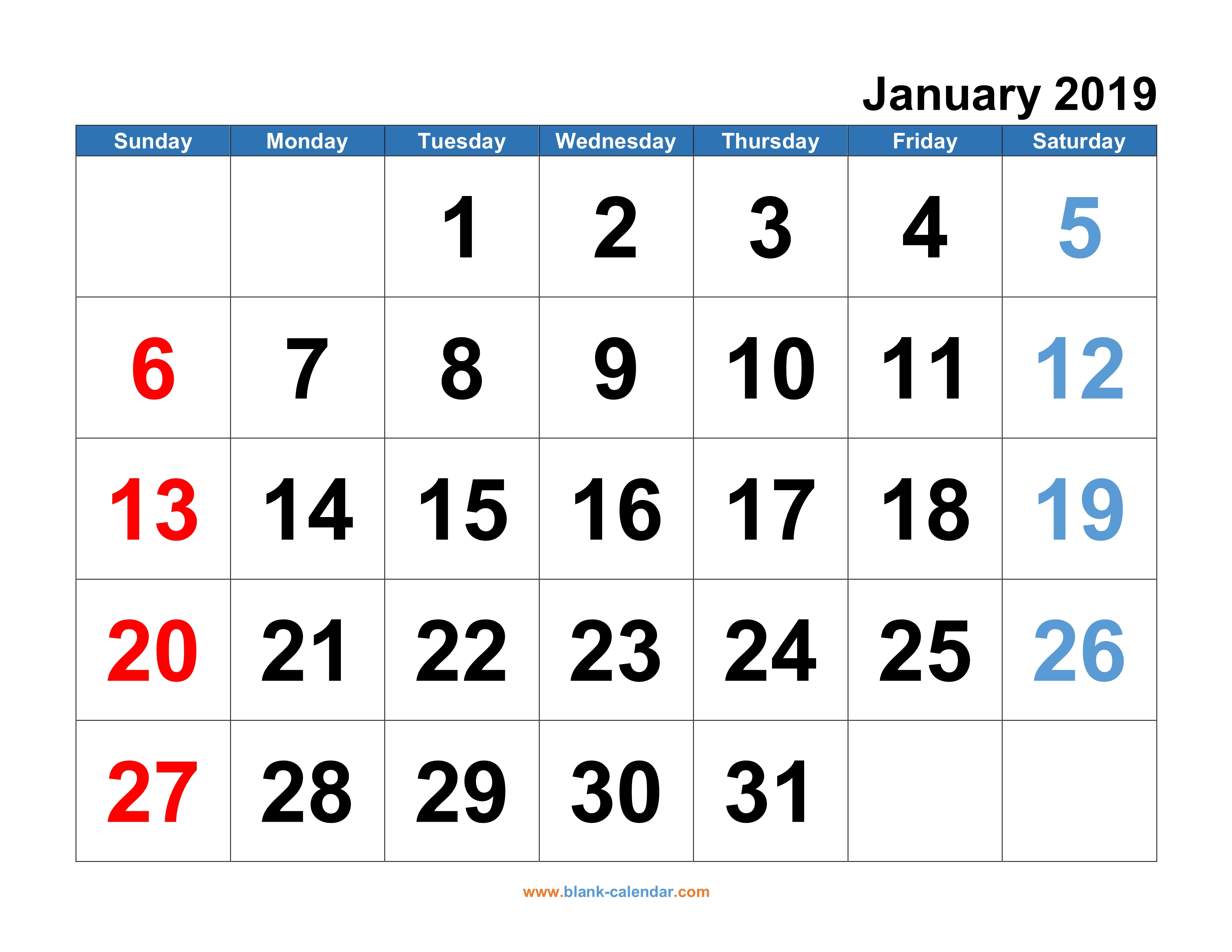 Printable Calendar Big Numbers | Printable Calendar 2020