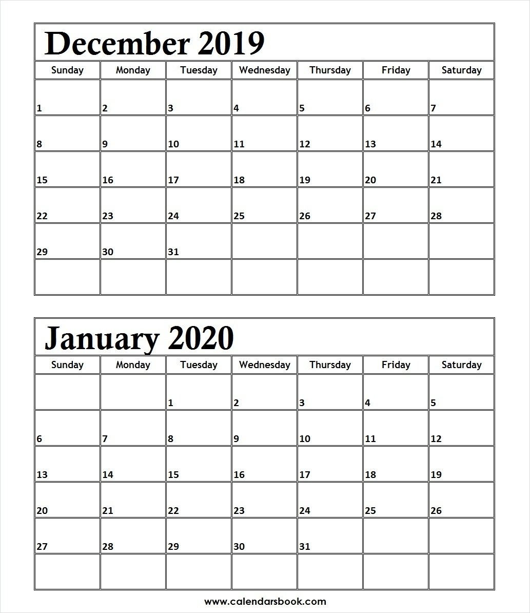 Print Calendar December January | Calendar Printables Free Templates