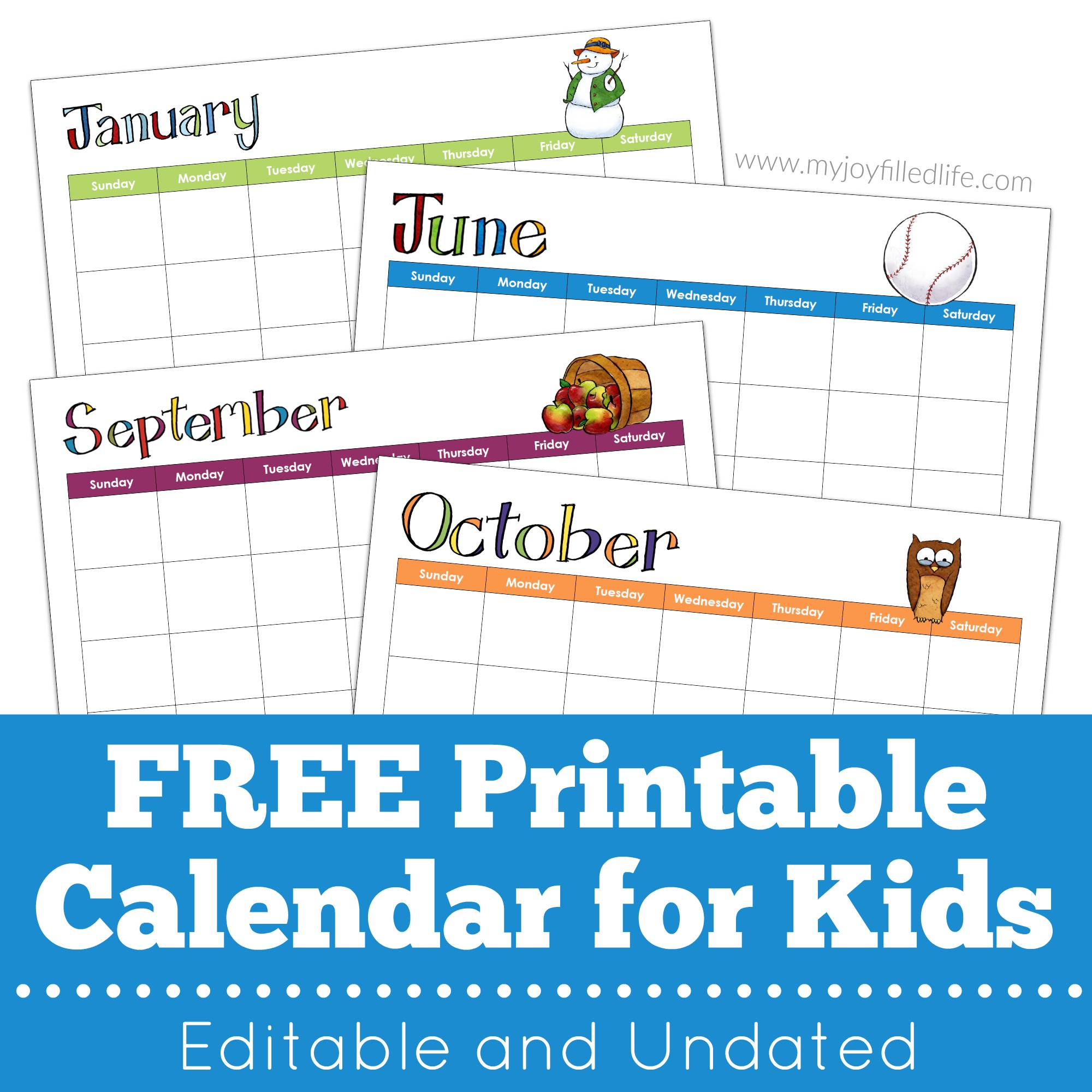 Printable Calendar - Editable &amp; Undated