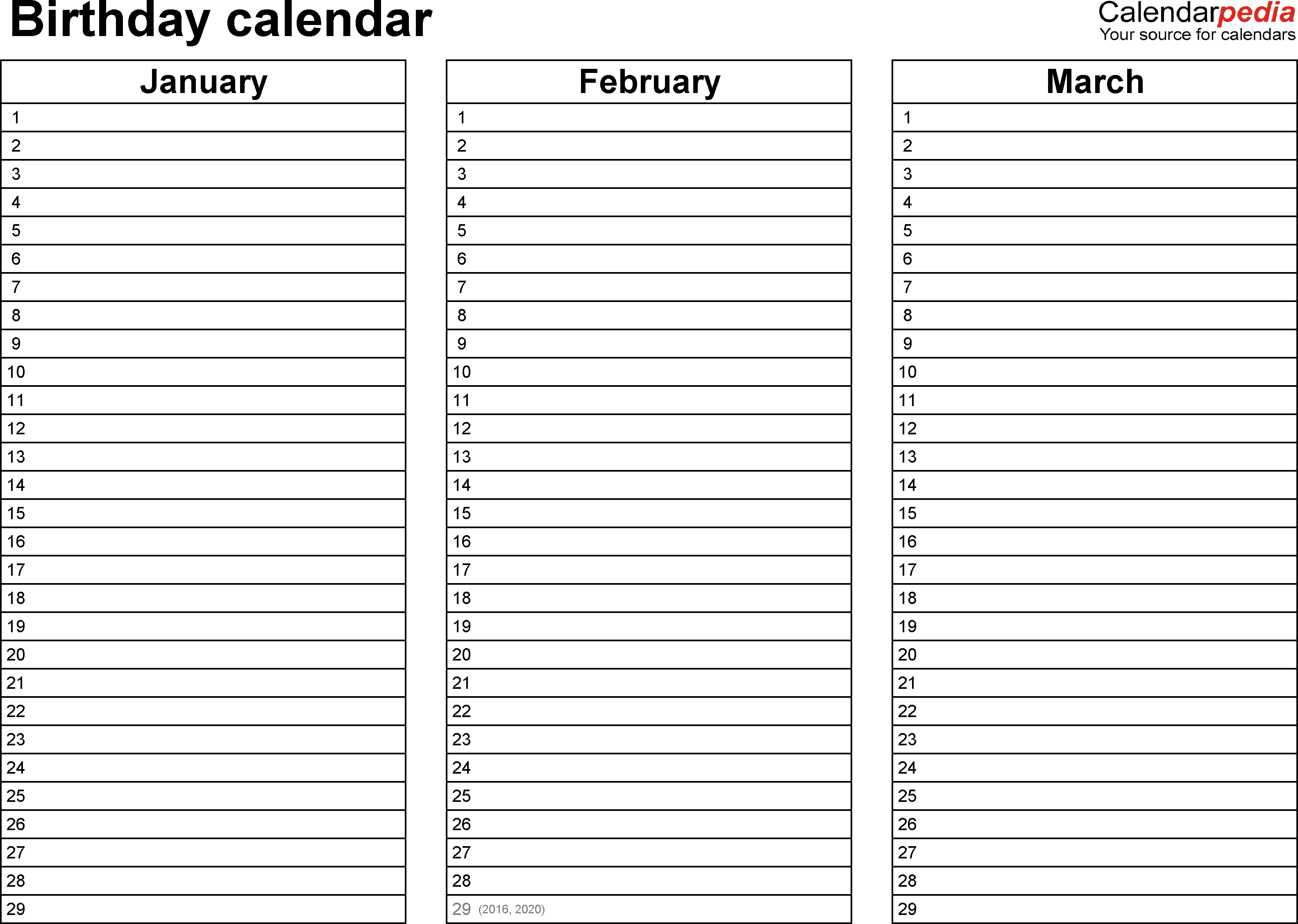 Printable Calendar List View 