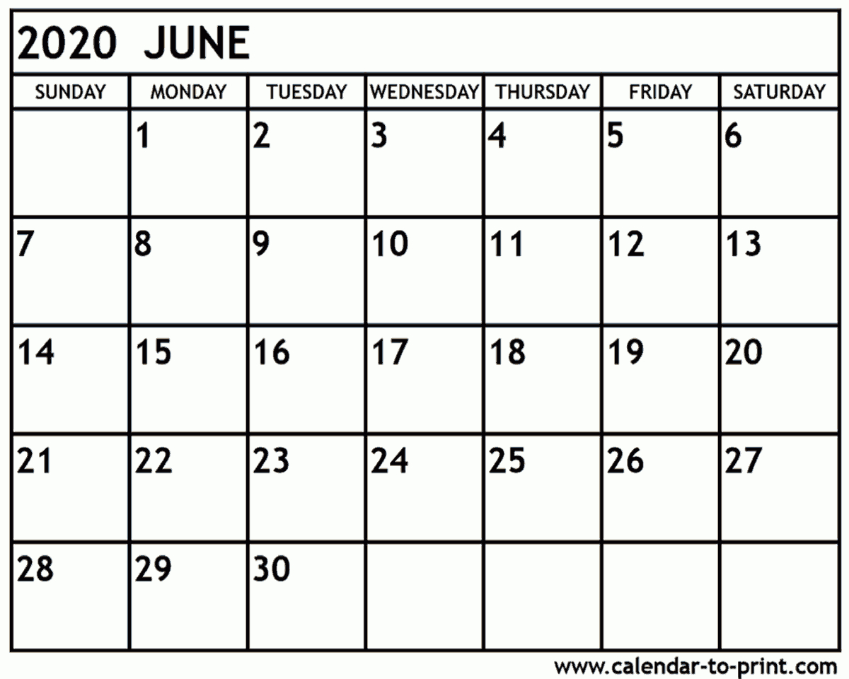 Printable Calendars June 2020 - Wpa.wpart.co
