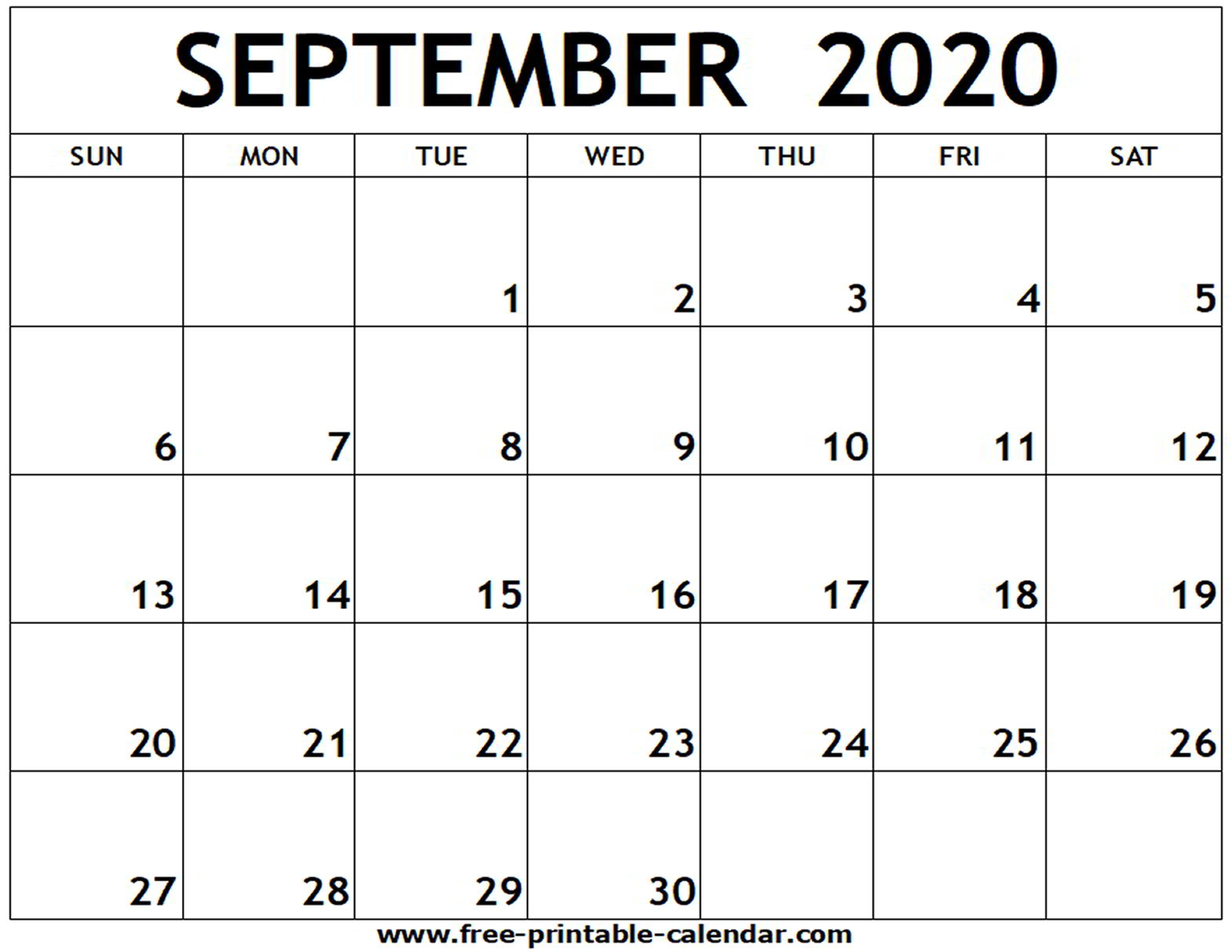 Free Printable Calendar September 2020 Calendar Printables Free Templates