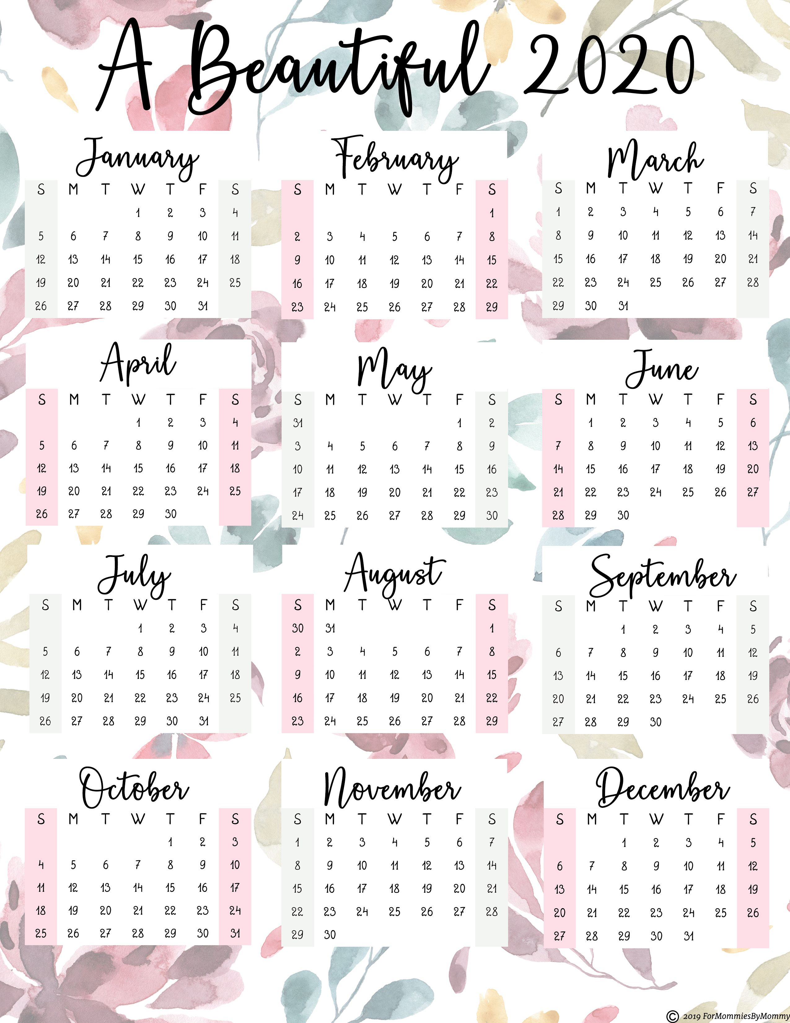 Printable Daily Planner With Calendar 2020 In Beautiful