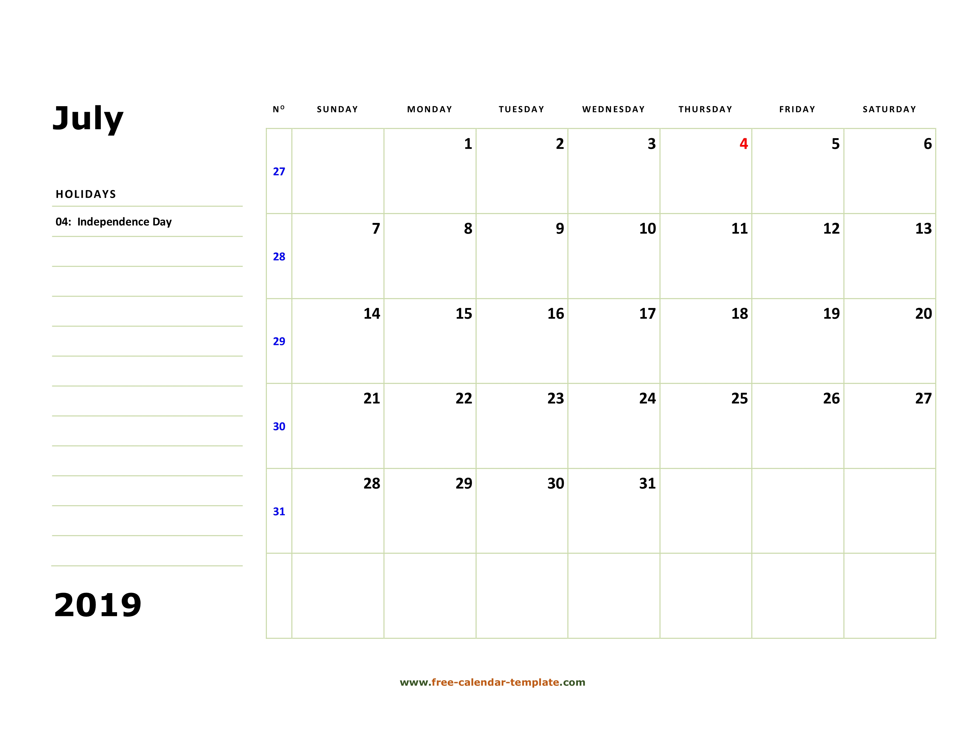 Print Calendar By Day