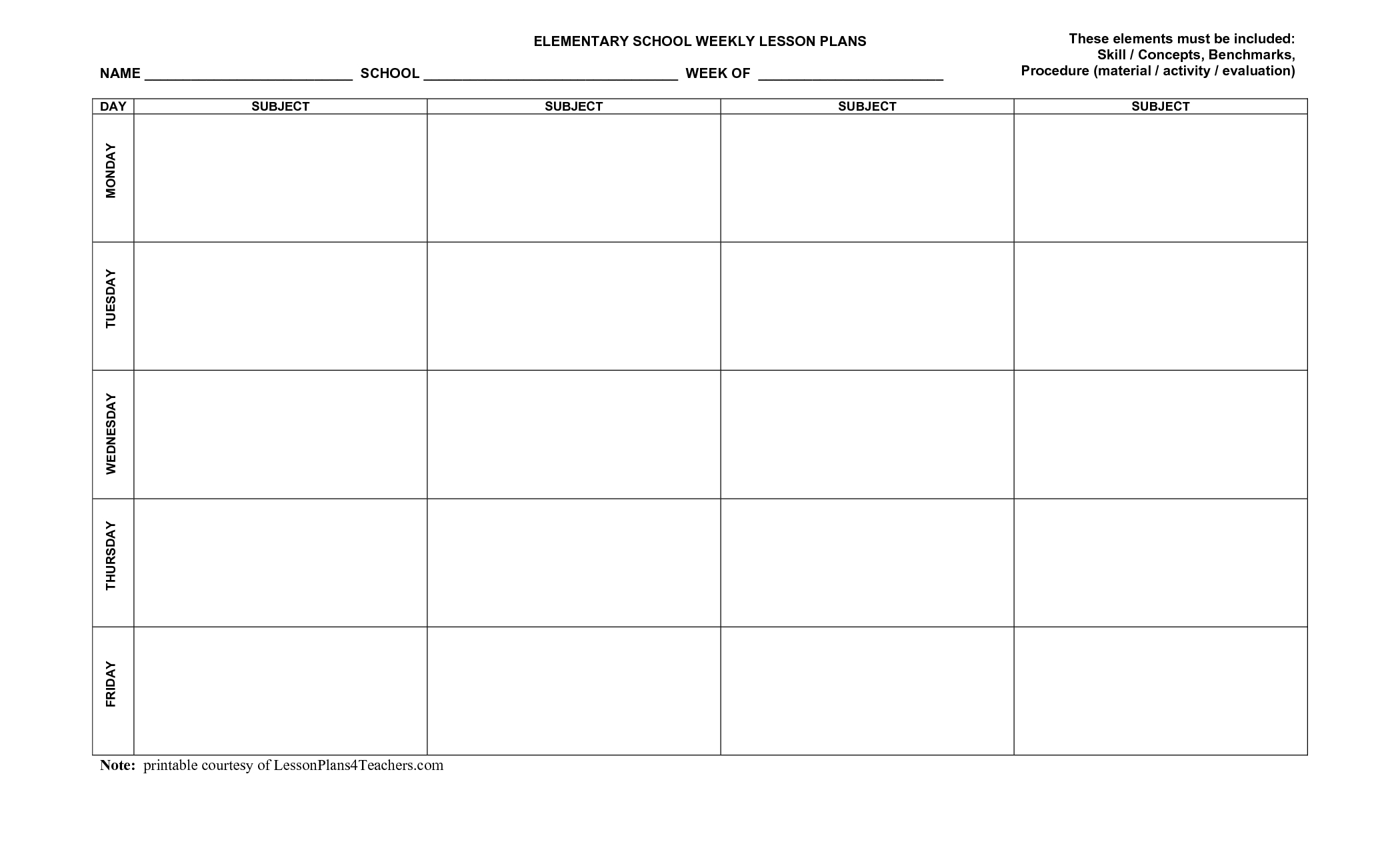 Printable Lesson Plan Template | Free Printable Lesson Plan