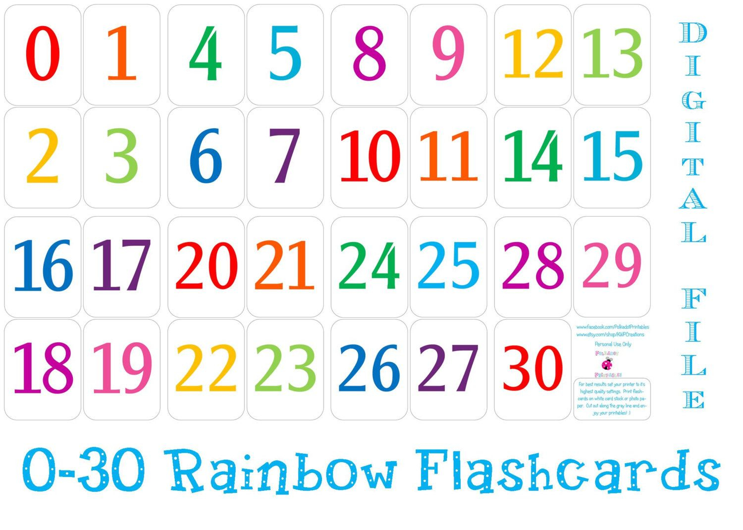 Printable Number Cards 1 30 | Free Printable Numbers