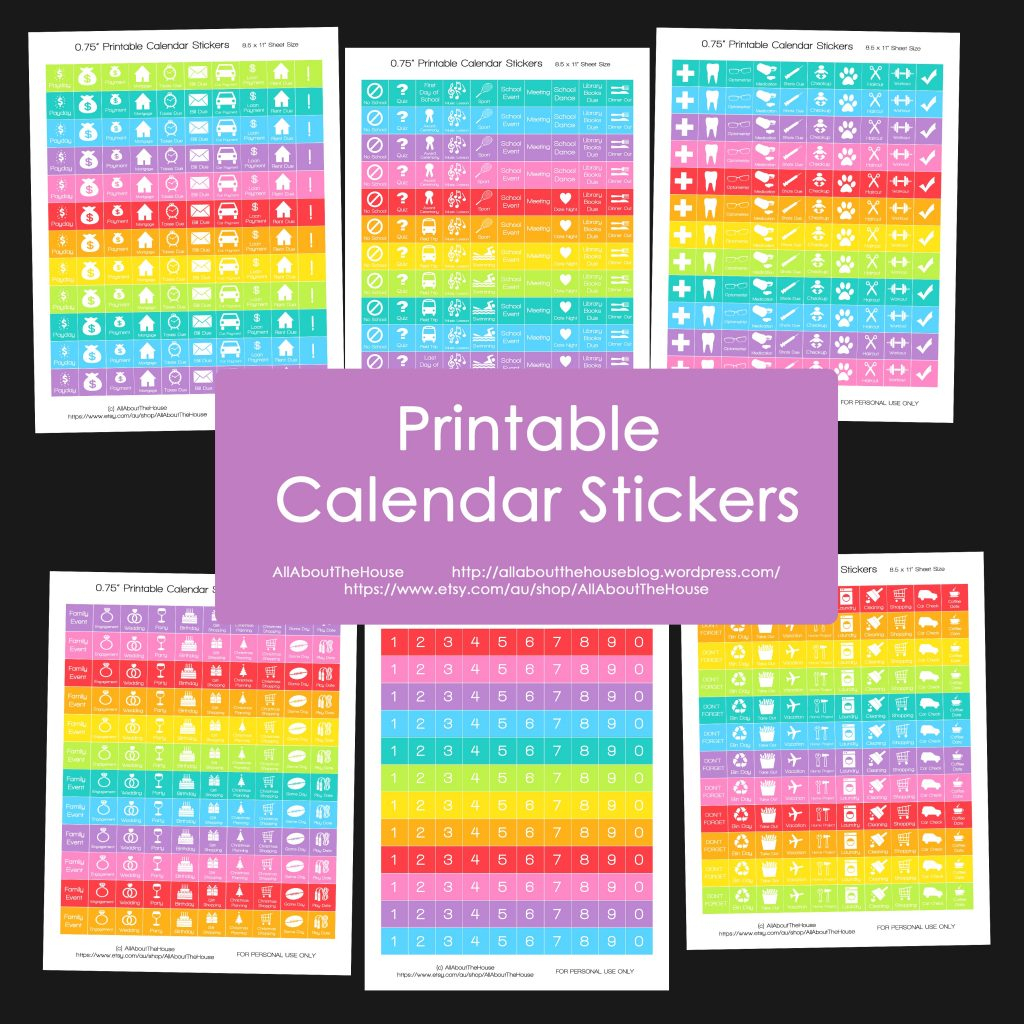 Printable Rainbow Calendar Stickers For Erin Condren Planner