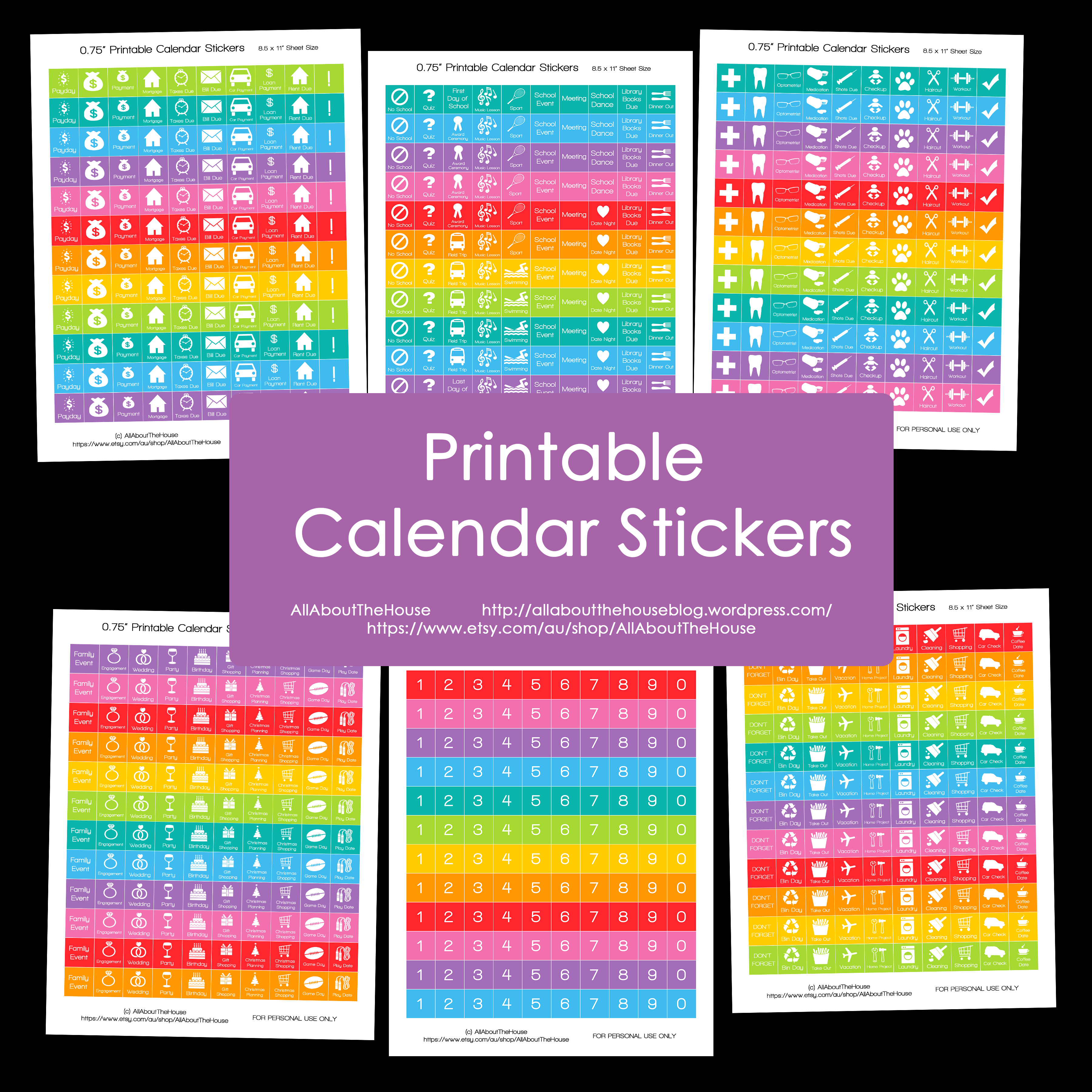 Printable Rainbow Calendar Stickers For Erin Condren Planner