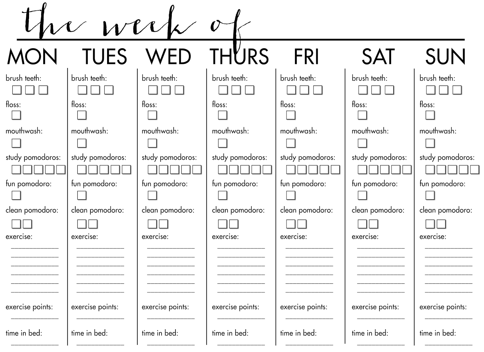 Free Printable Exercise Calendar