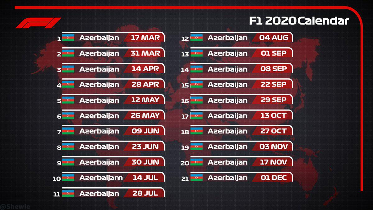 Proposed Racing Calendar For 2020. - Formuladank