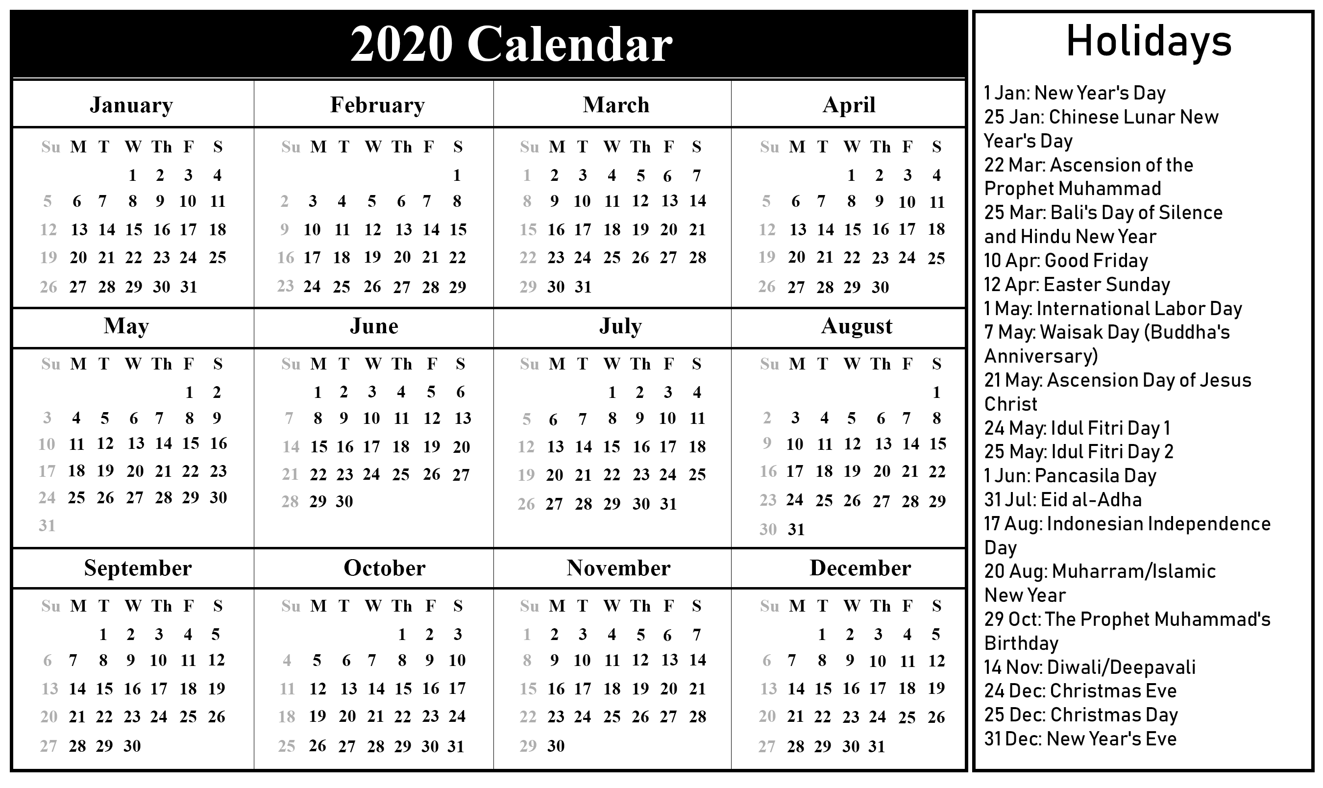 Public Holidays In Indonesia 2020 | Printable March Calendar