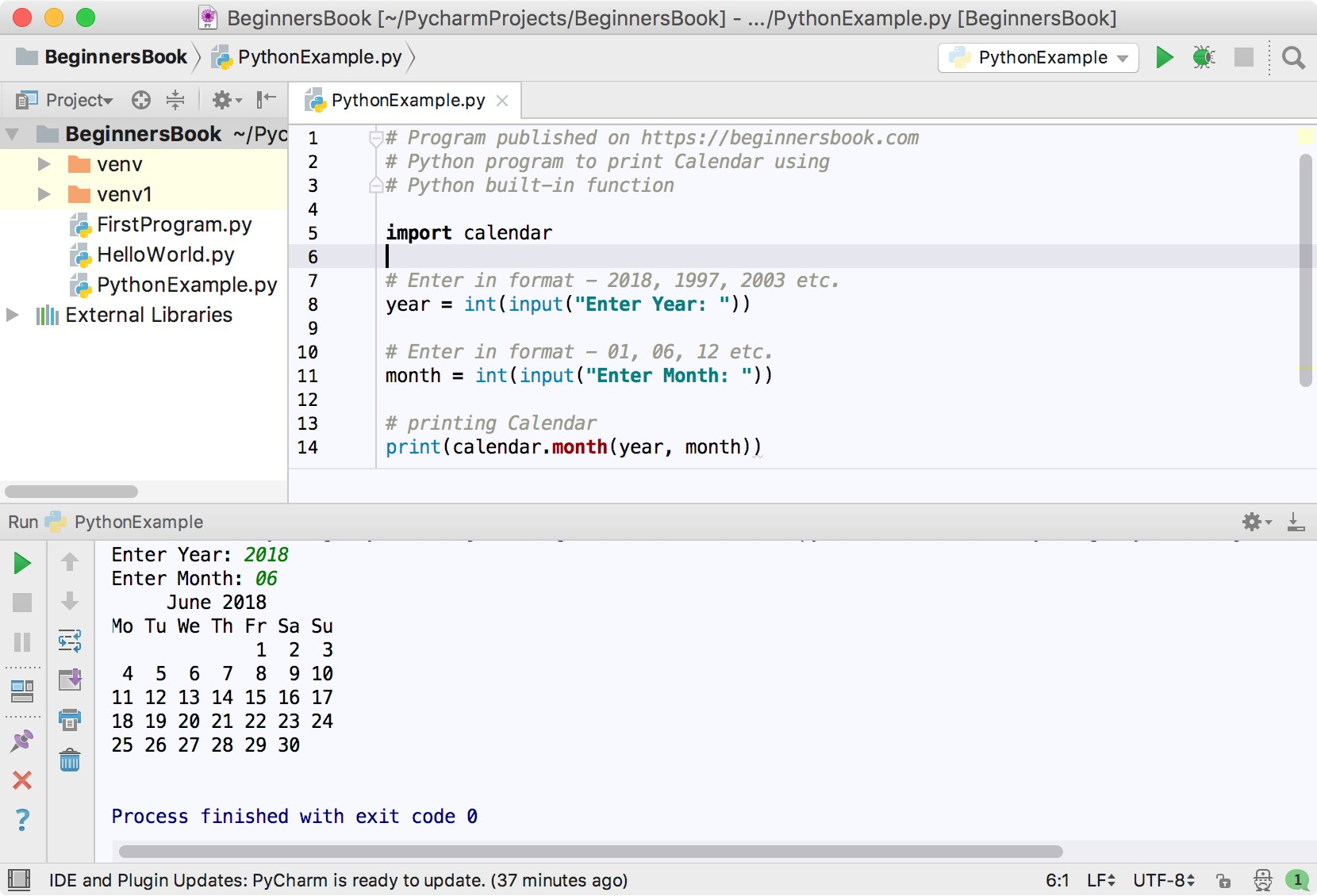 Python Program To Print Calendar