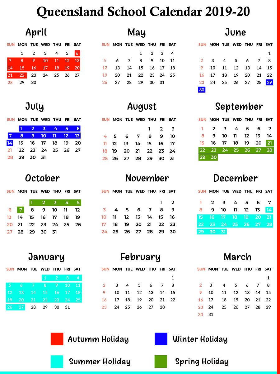 2020 Calendar Qld Education