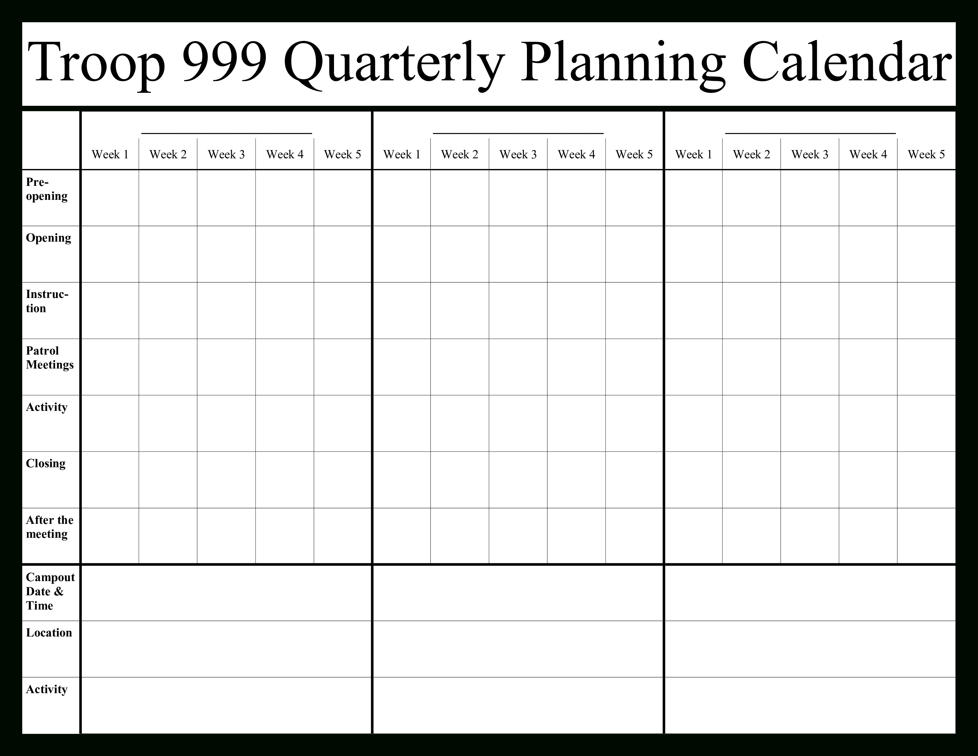 Quarterly Calendar 2020 | Templates At Allbusinesstemplates