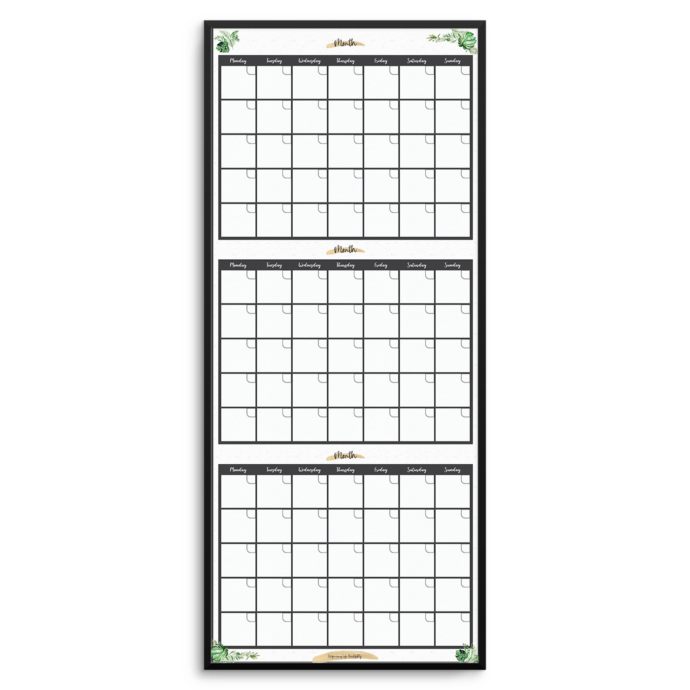 Reusable Calendar For 3 Months - Greenery