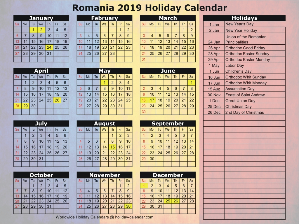 Calendar 2020 Romania Pdf | Calendar Printables Free Templates