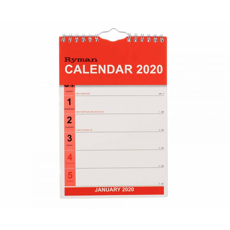 Ryman Tablet Calendar Week To View 2020