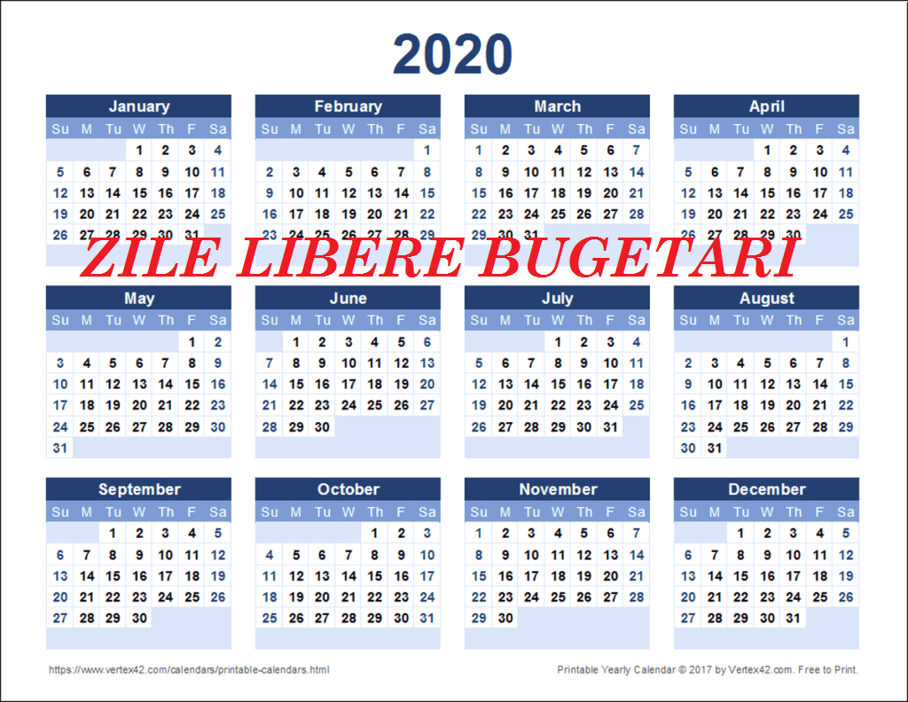 S-Au Stabilit Zilele Libere Pentru Anul 2020