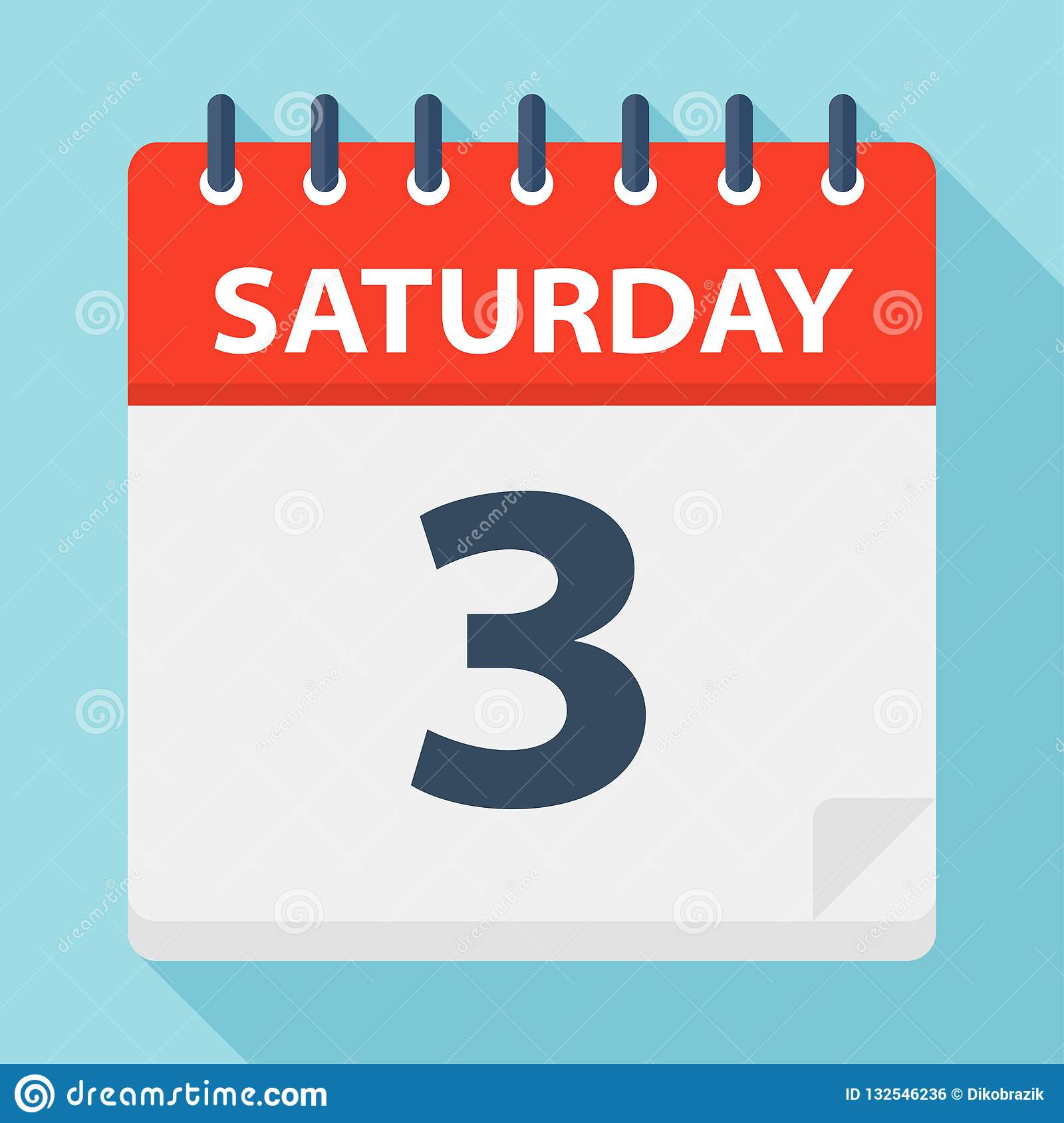 Saturday 3 - Calendar Icon. Vector Illustration Of Week Day