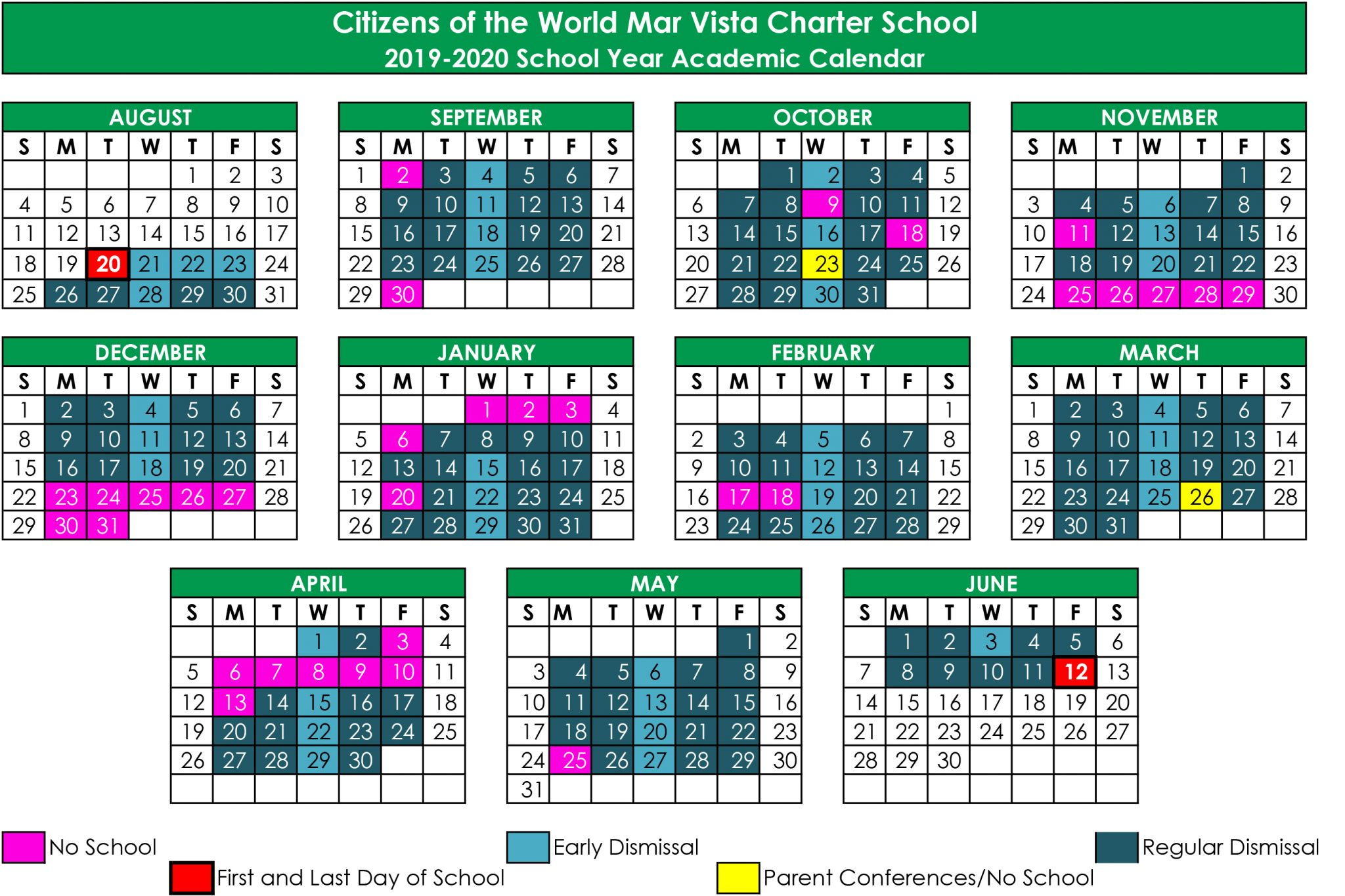 School Calendar | Cwc Mar Vista