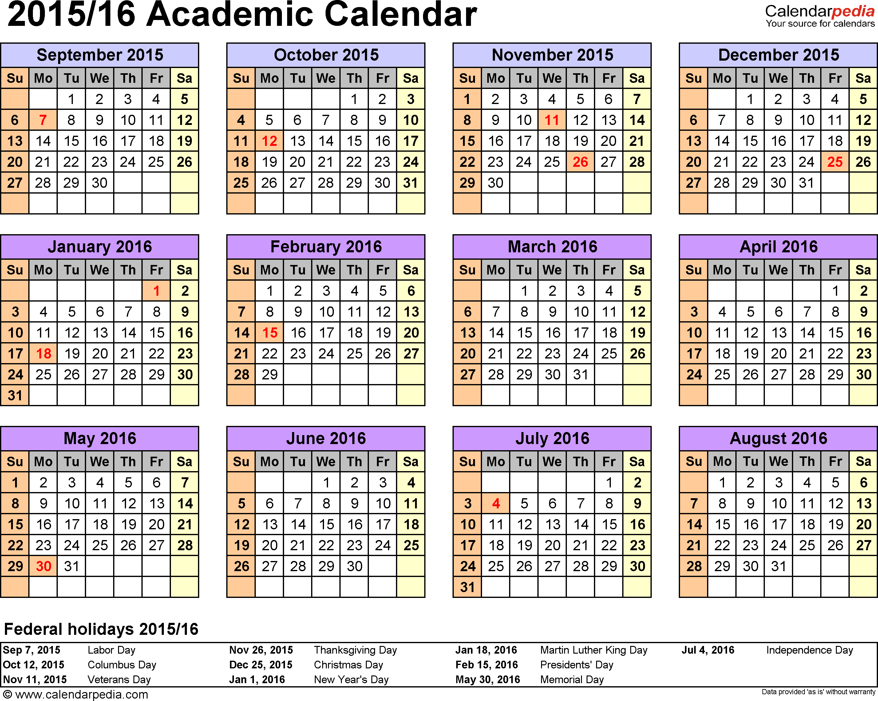 School Calendar Template 2015 2020 - Wpa.wpart.co