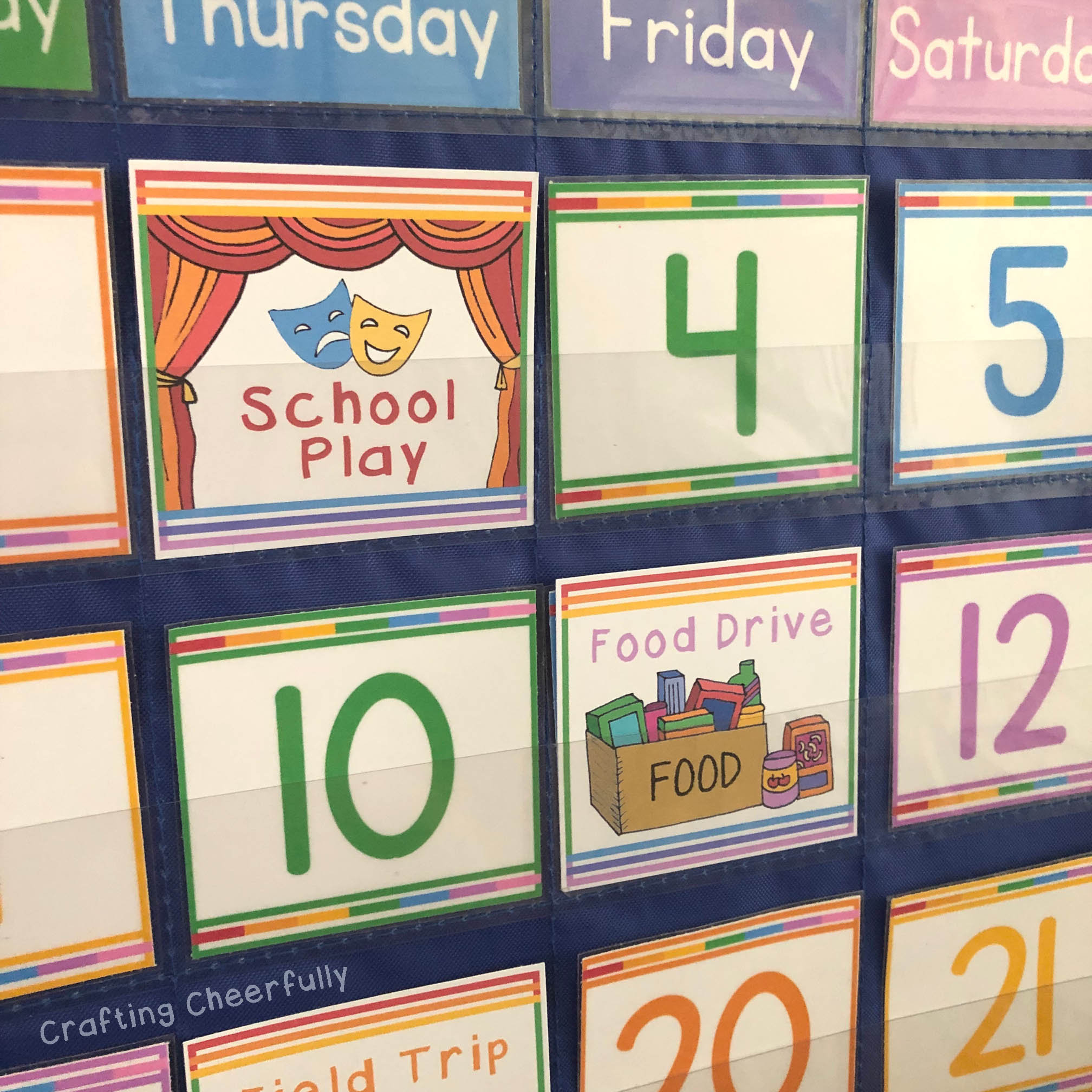 School Days Calendar Cards, Pocket Chart, Instant Digital