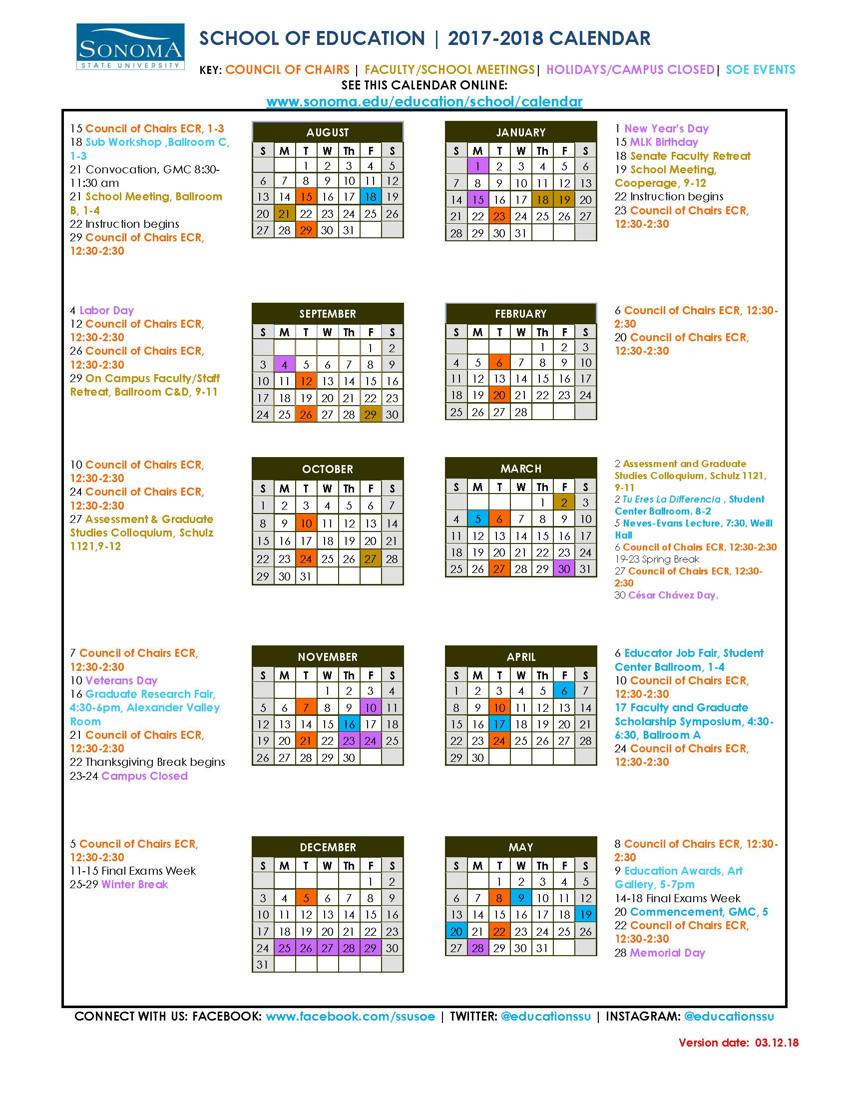 U Of C Year Calendar