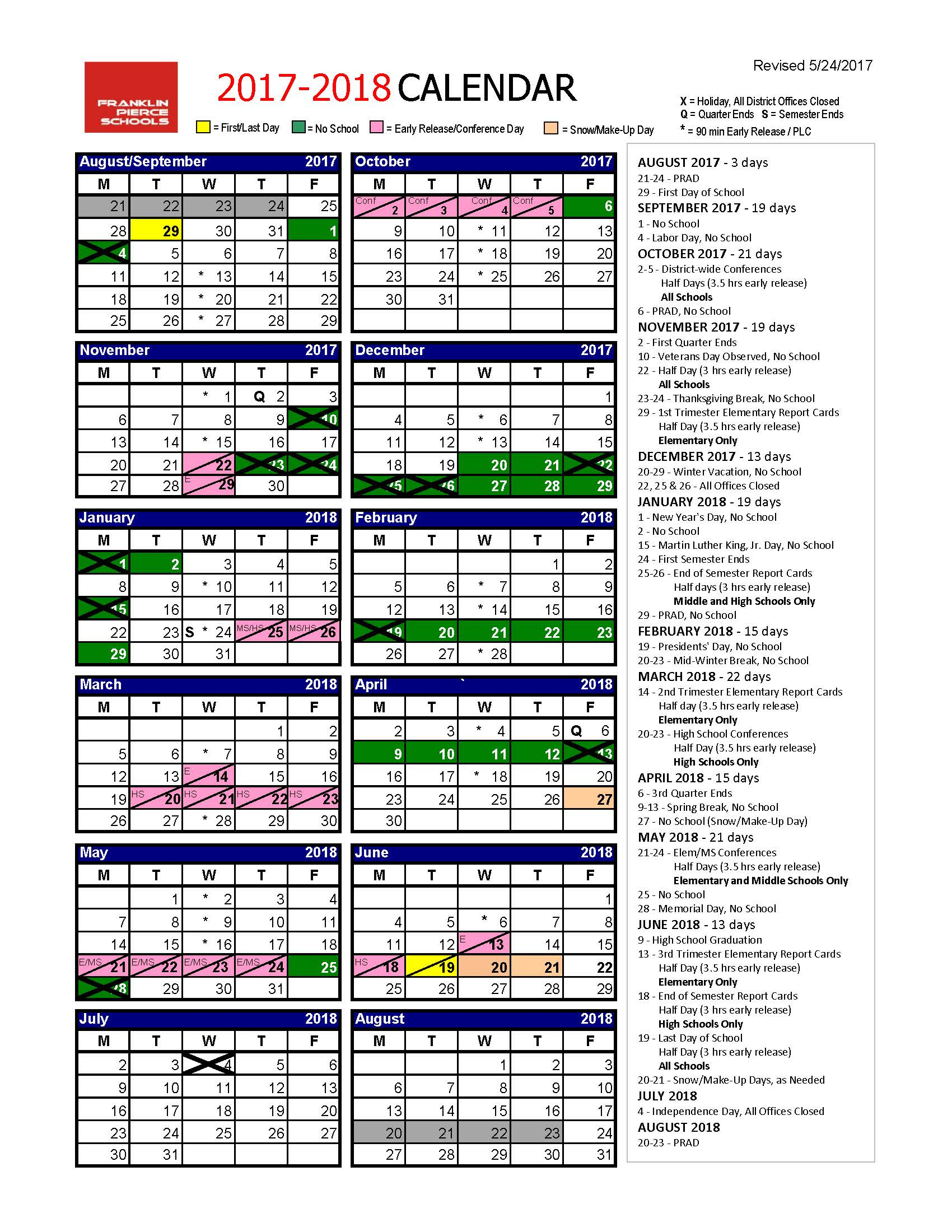 School Year Calendar - Wpa.wpart.co