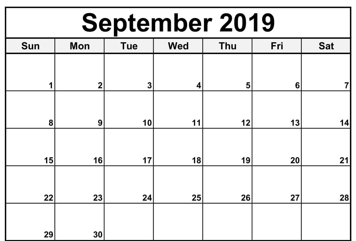 September 2019 Calendar Excel | September Calendar, Blank