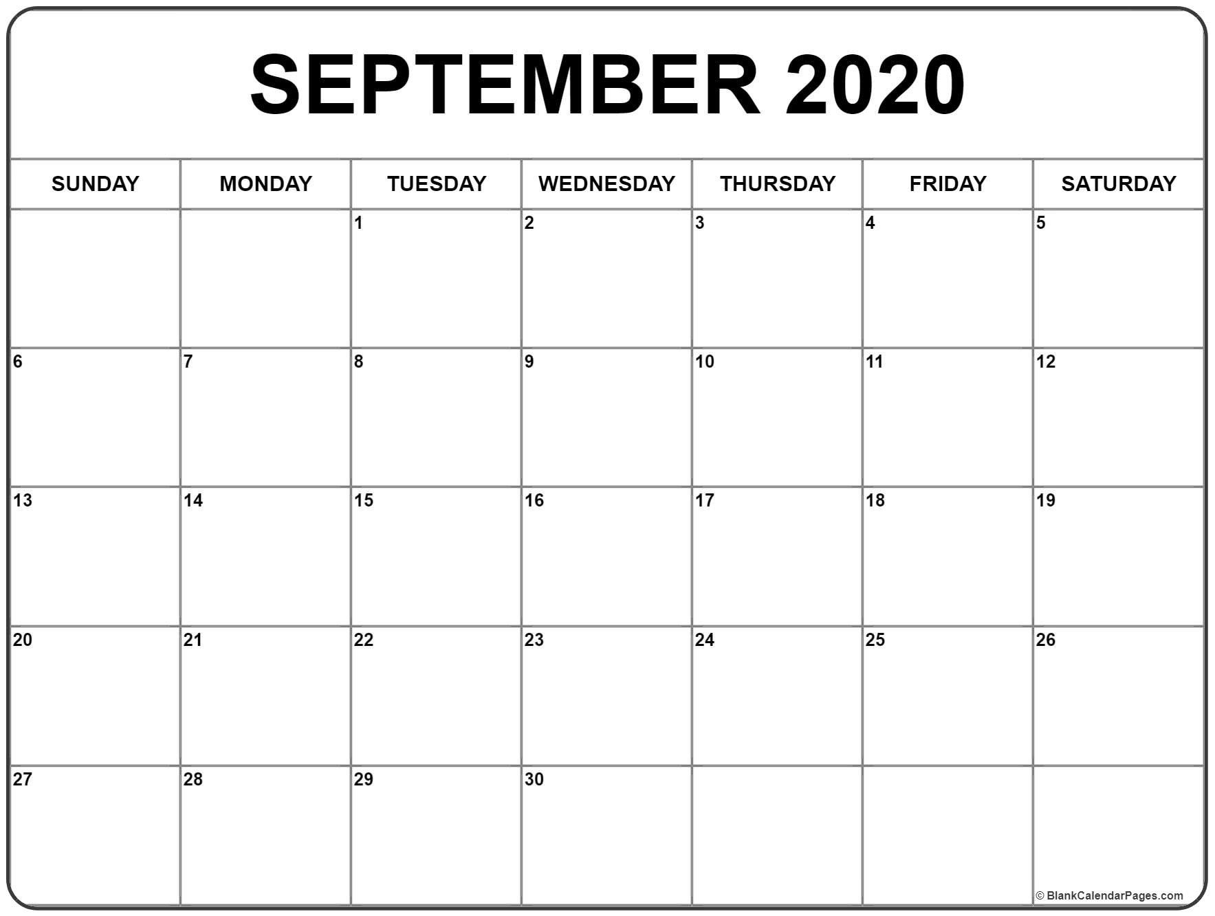 Free Printable Calendar Of September 2020