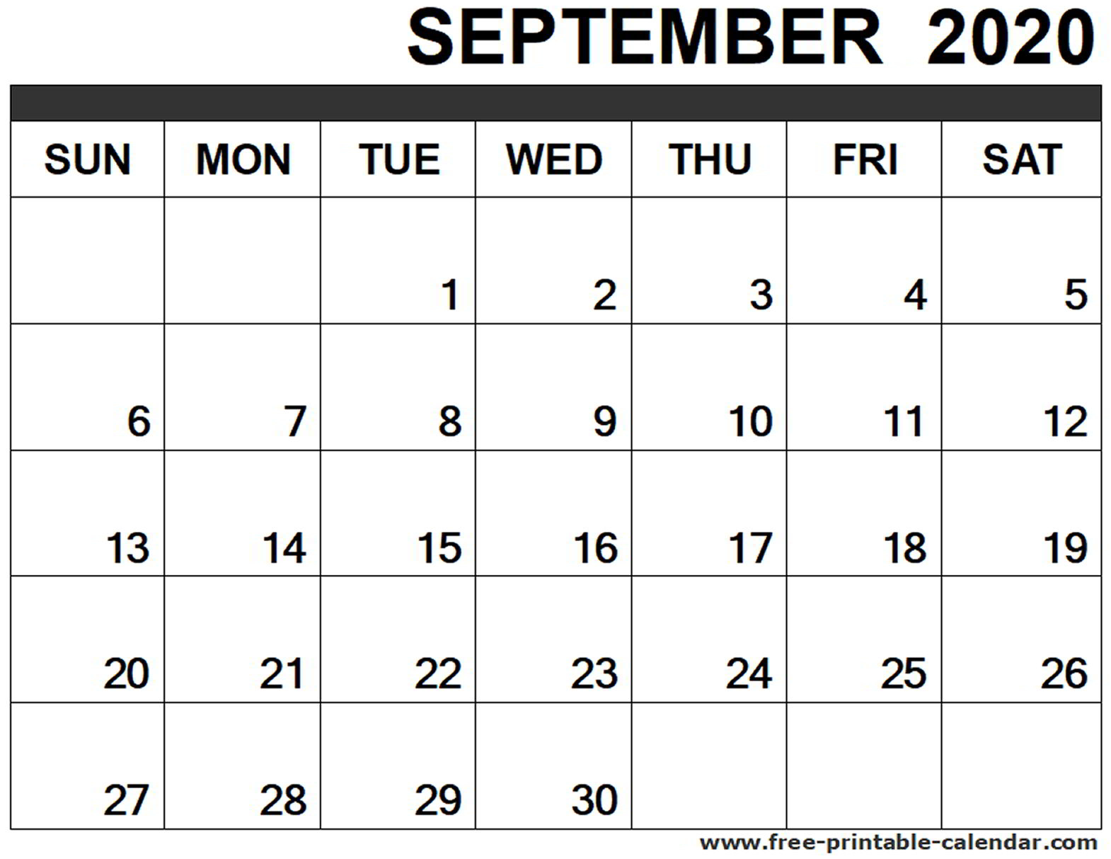 September 2020 Calendar Printable - Free-Printable-Calendar