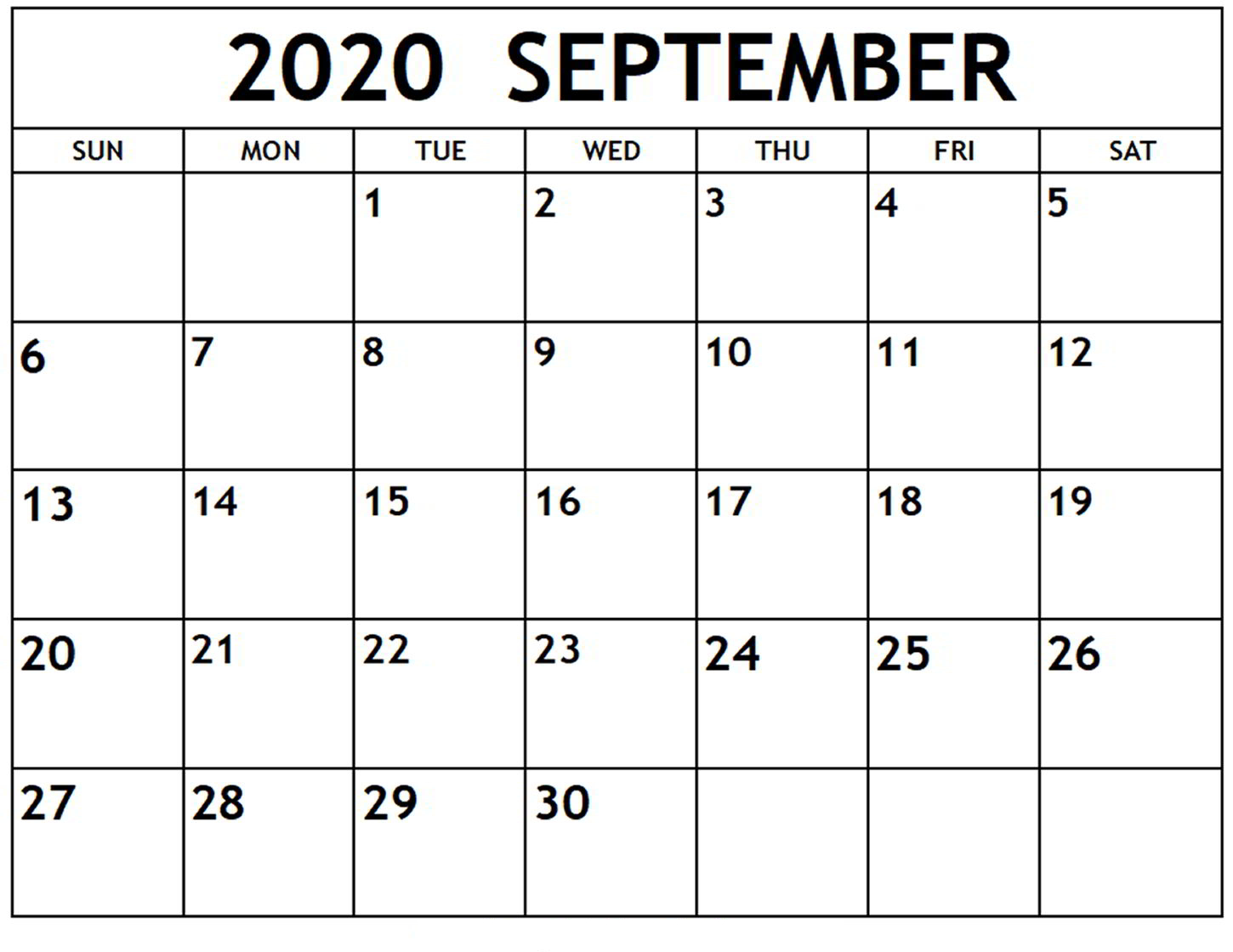 September 2020 Calendar Printable Templates With Notes | 12