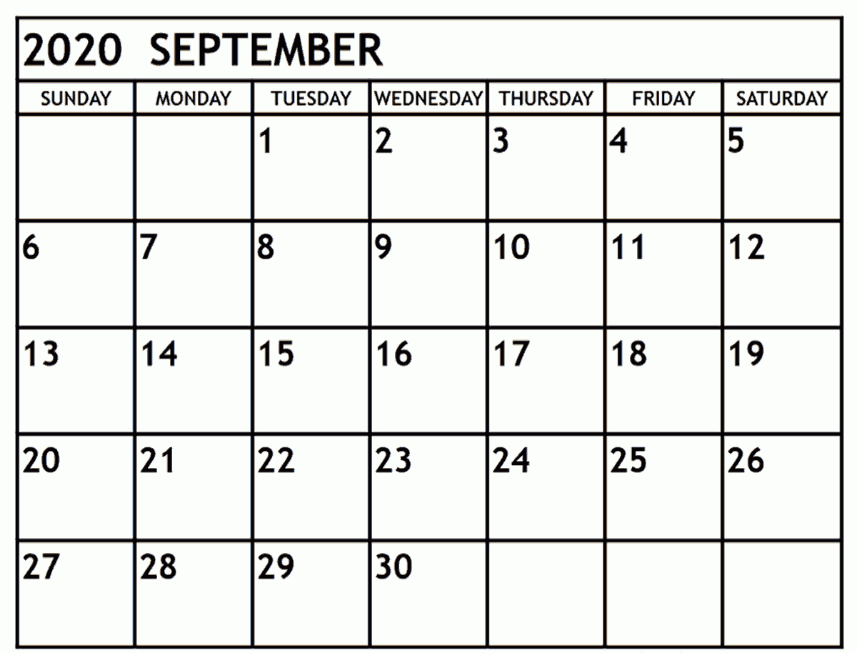 Printable Calendar September 2020 Calendar Printables Free Templates