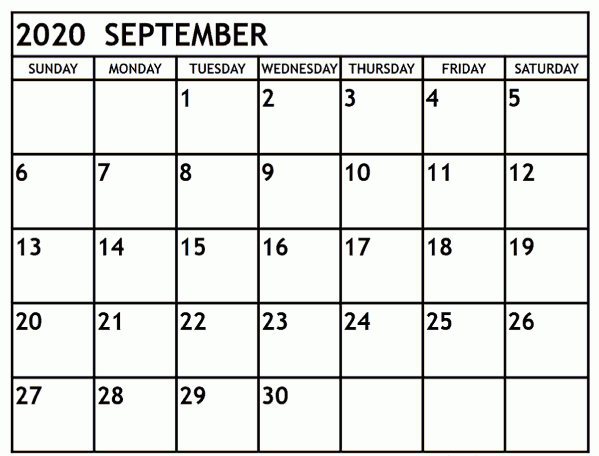 September 2020 Calendar Template | Calendar 2019 Printable