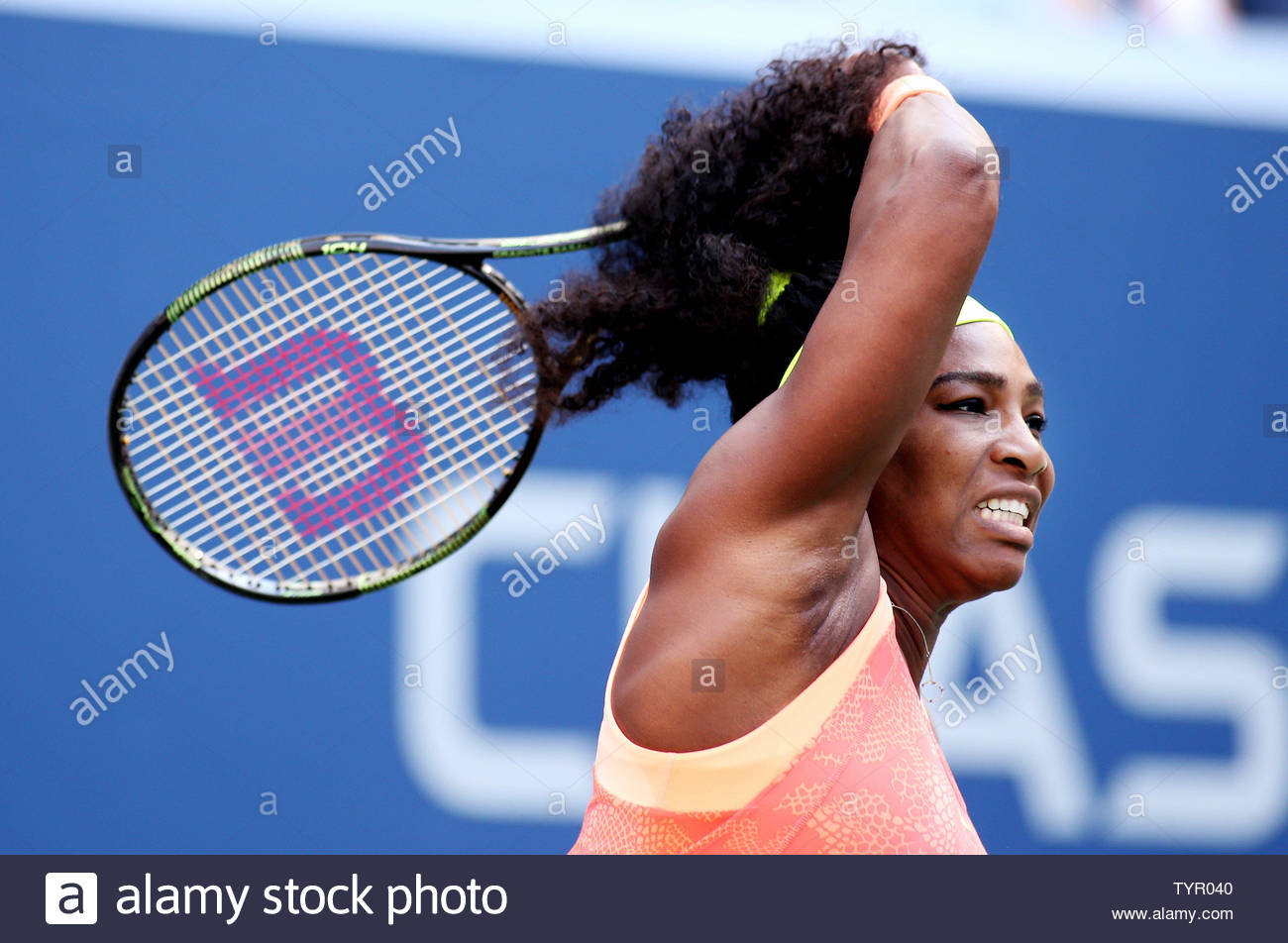 Serena Williams Of The Usa Returns The Ball To Madison Keys