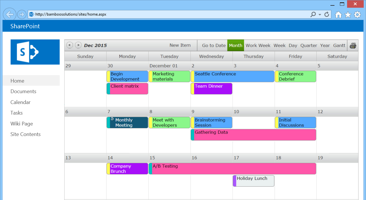 Sharepoint Calendar Web Part - Bamboo Solutions