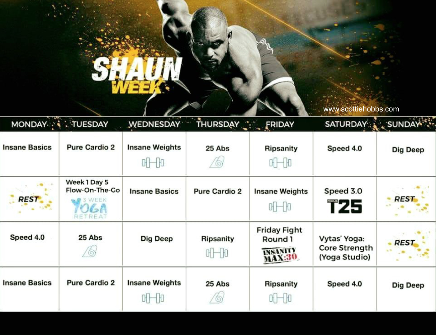 Shaun T Week Calendar