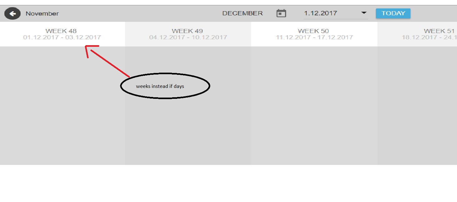 Show Weeks Instead Of Days Into Month View, Full Calendar