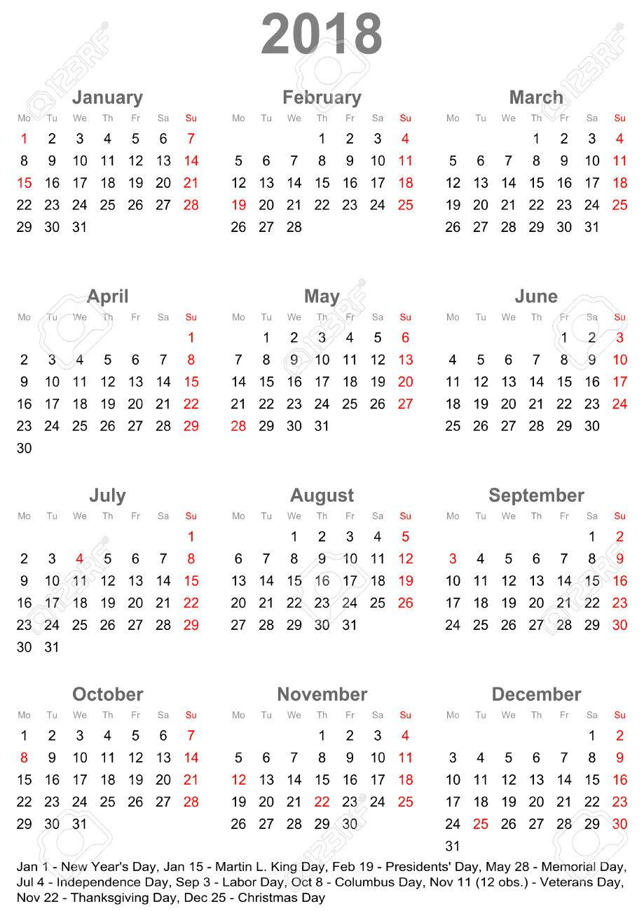 1 Year Calendar At A Glance