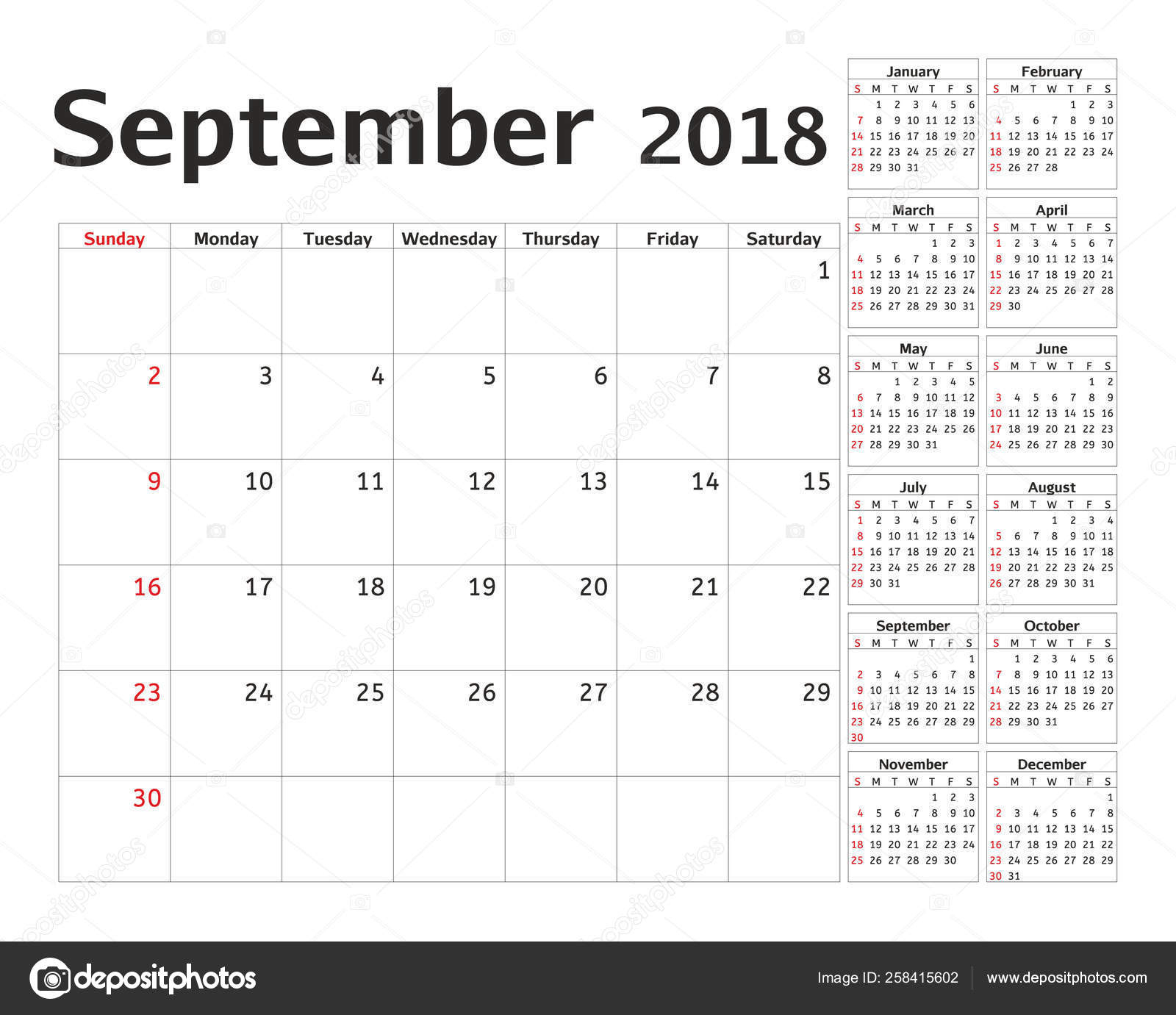 Simple Calendar Planner 2018 Year Calendar Planning Week