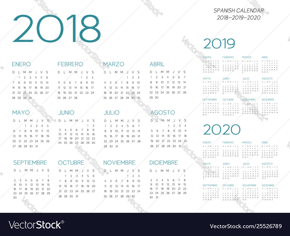 Spanish Calendar 2018-2019-2020