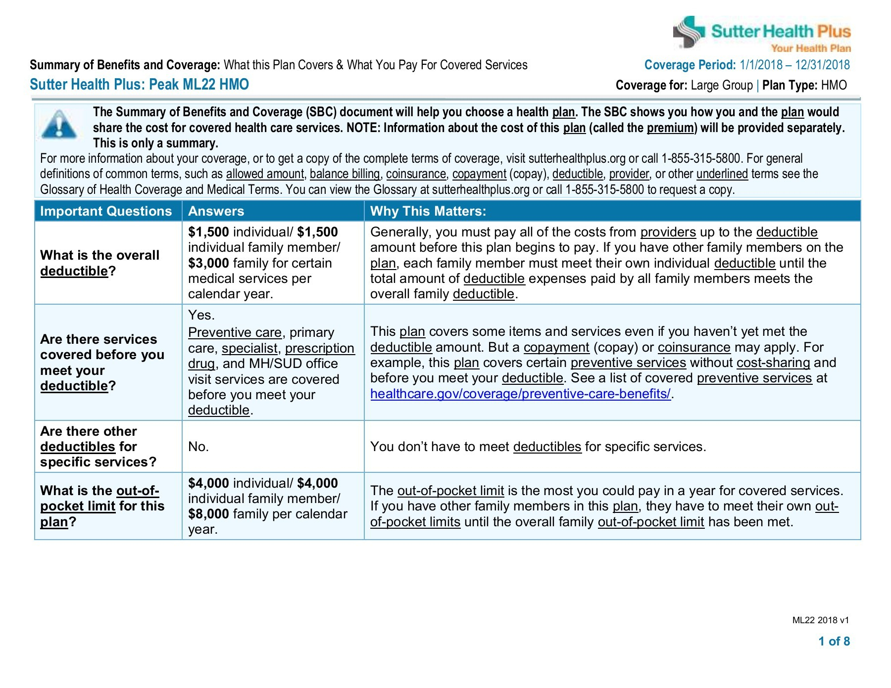 Calendar Year Deductible Embedded